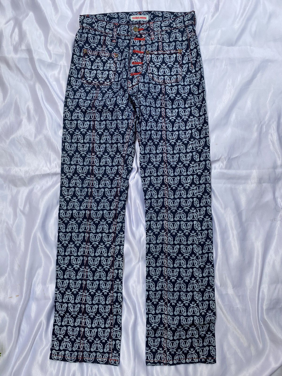 Other Rare Lover House Full Print Denim Pants Size US 27 - 1 Thumbnail