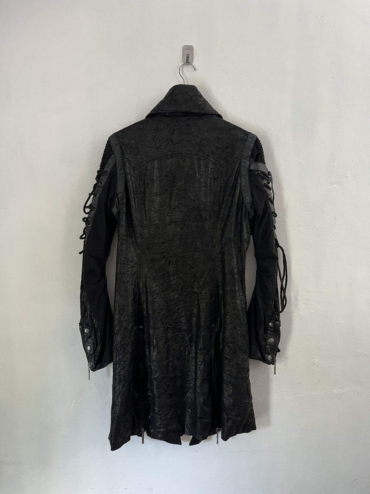 Japanese Brand Crazy Punk rave lace up bondage vkei waxed jacket Size US M / EU 48-50 / 2 - 6 Thumbnail