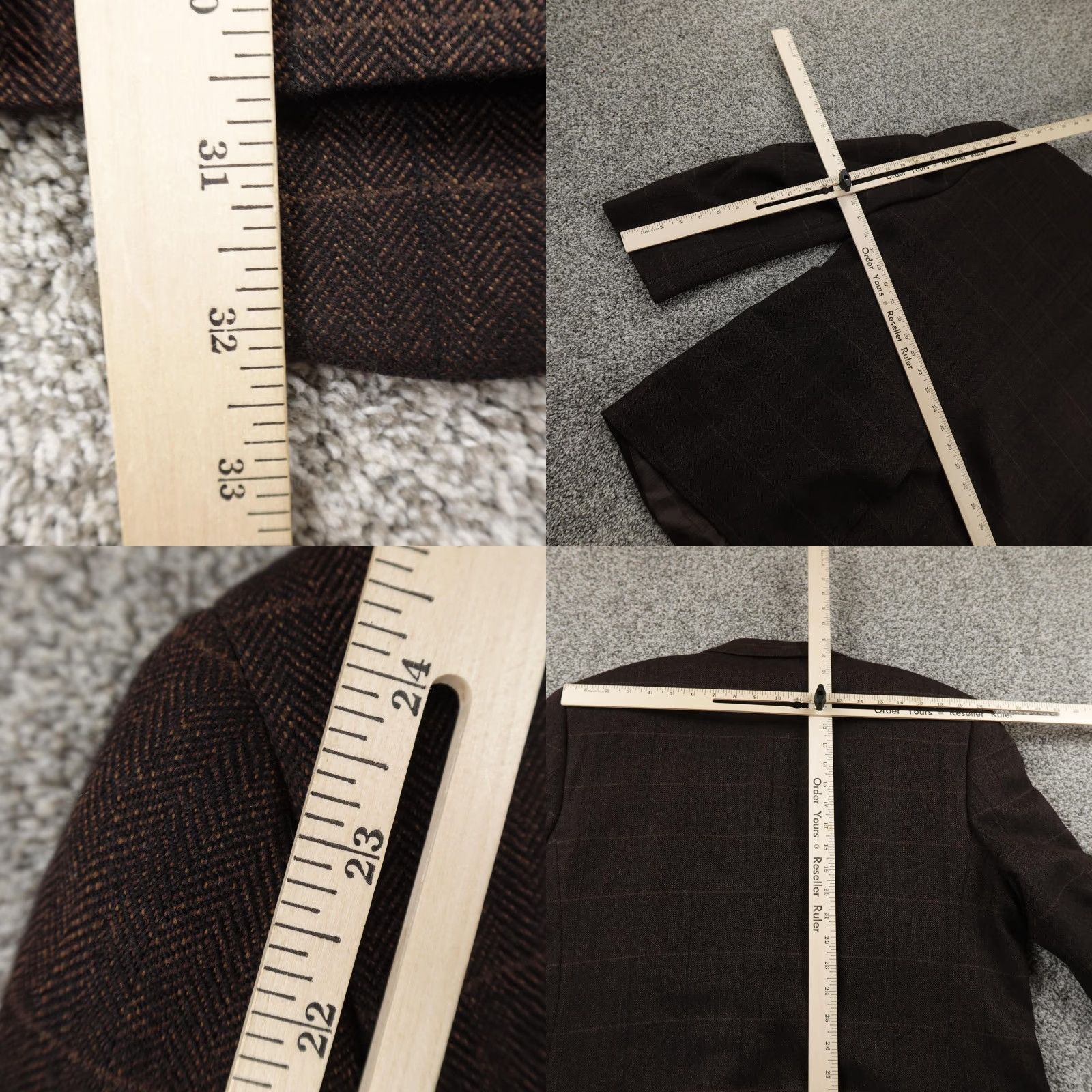 Vintage VINTAGE Alan Flusser Blazer Sport Coat Brown Herringbone Wool Cashmere 44 Regular Mens Jacket Size 44R - 9 Thumbnail