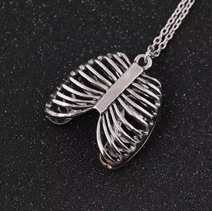 Other Chunky Punk Goth Human Ribs Skeleton bones Necklace Choker Size ONE SIZE - 2 Thumbnail