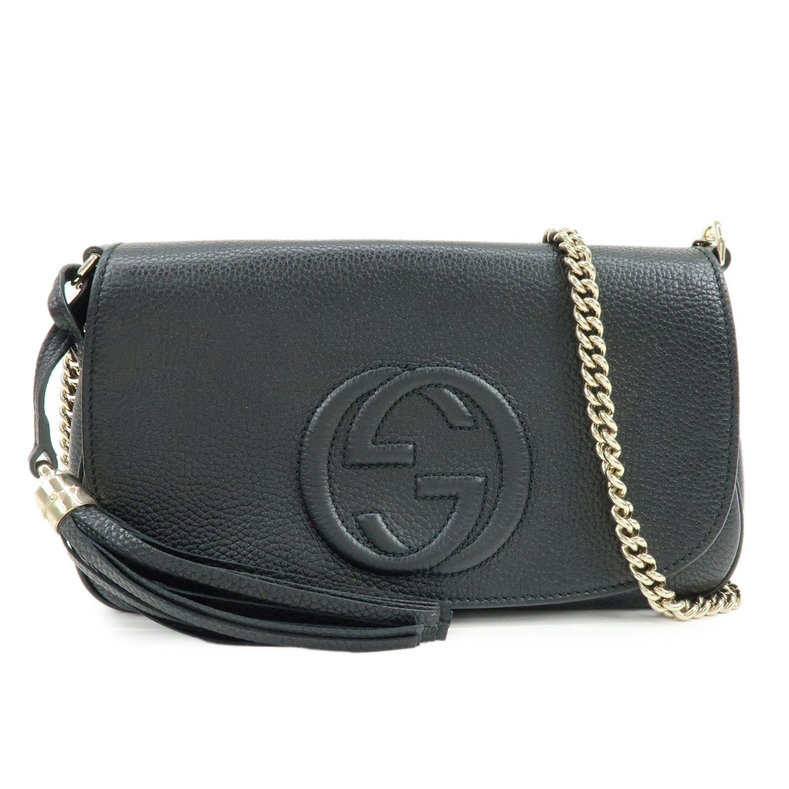 Gucci Gucci Soho Chain Crossbody Bag Leather Black Size ONE SIZE - 1 Thumbnail