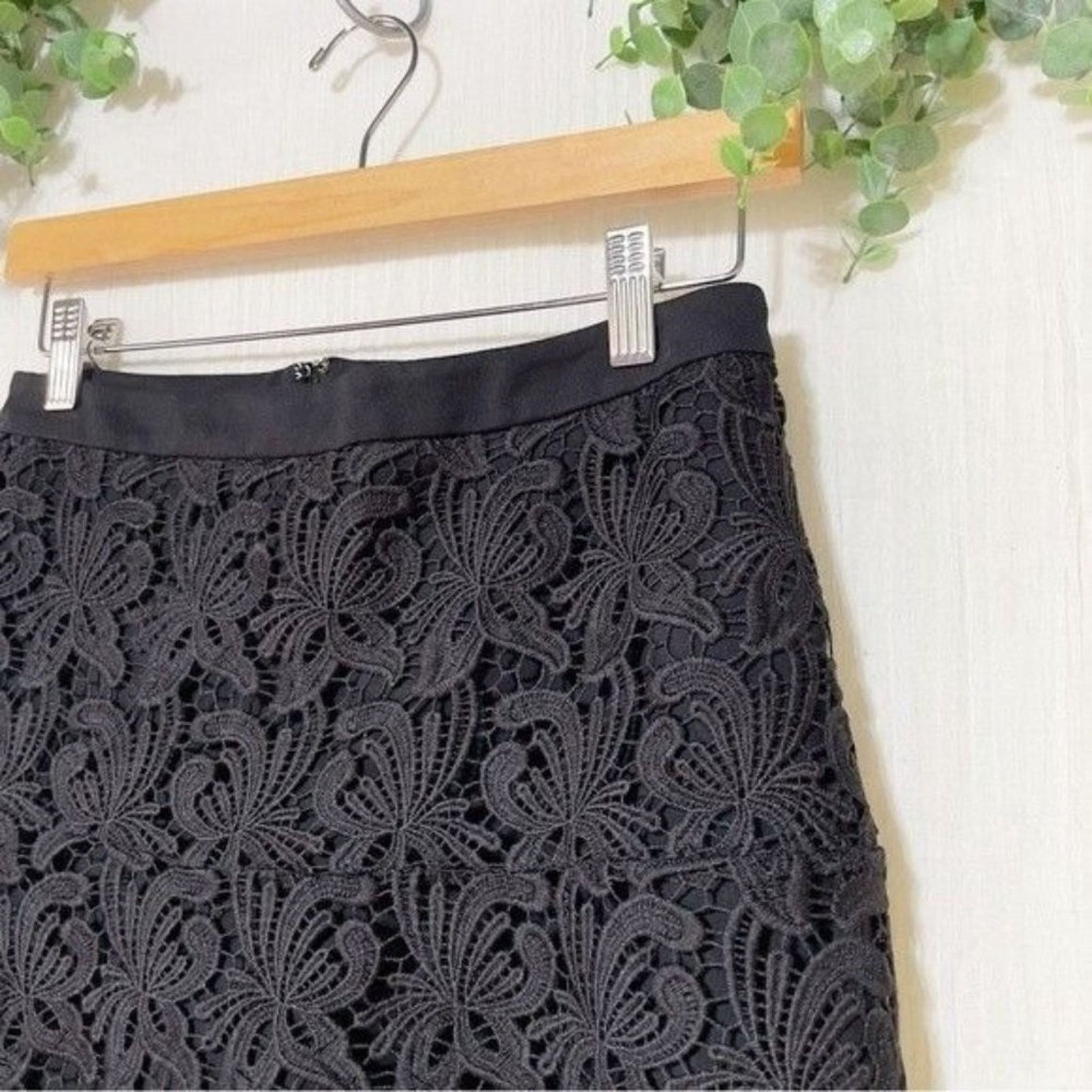 Loft Loft Womens Black Floral Crochet A-Line Mini Skirt XXS Size 26" / US 2 / IT 38 - 3 Thumbnail