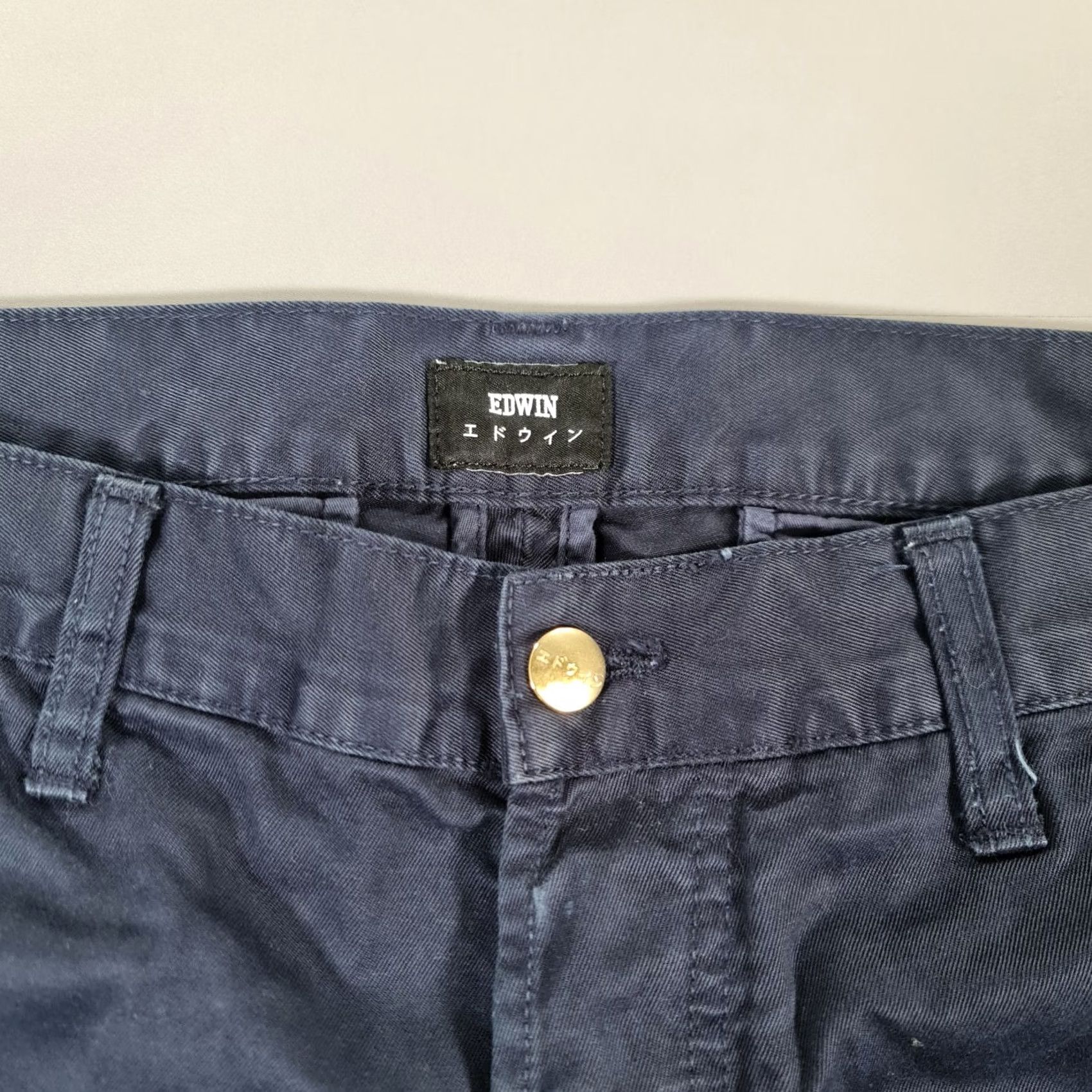 Edwin Edwin Mens Chino Trousers Navy Blue W32 L30 Tapered Leg Cotton Pants Size US 32 / EU 48 - 3 Thumbnail