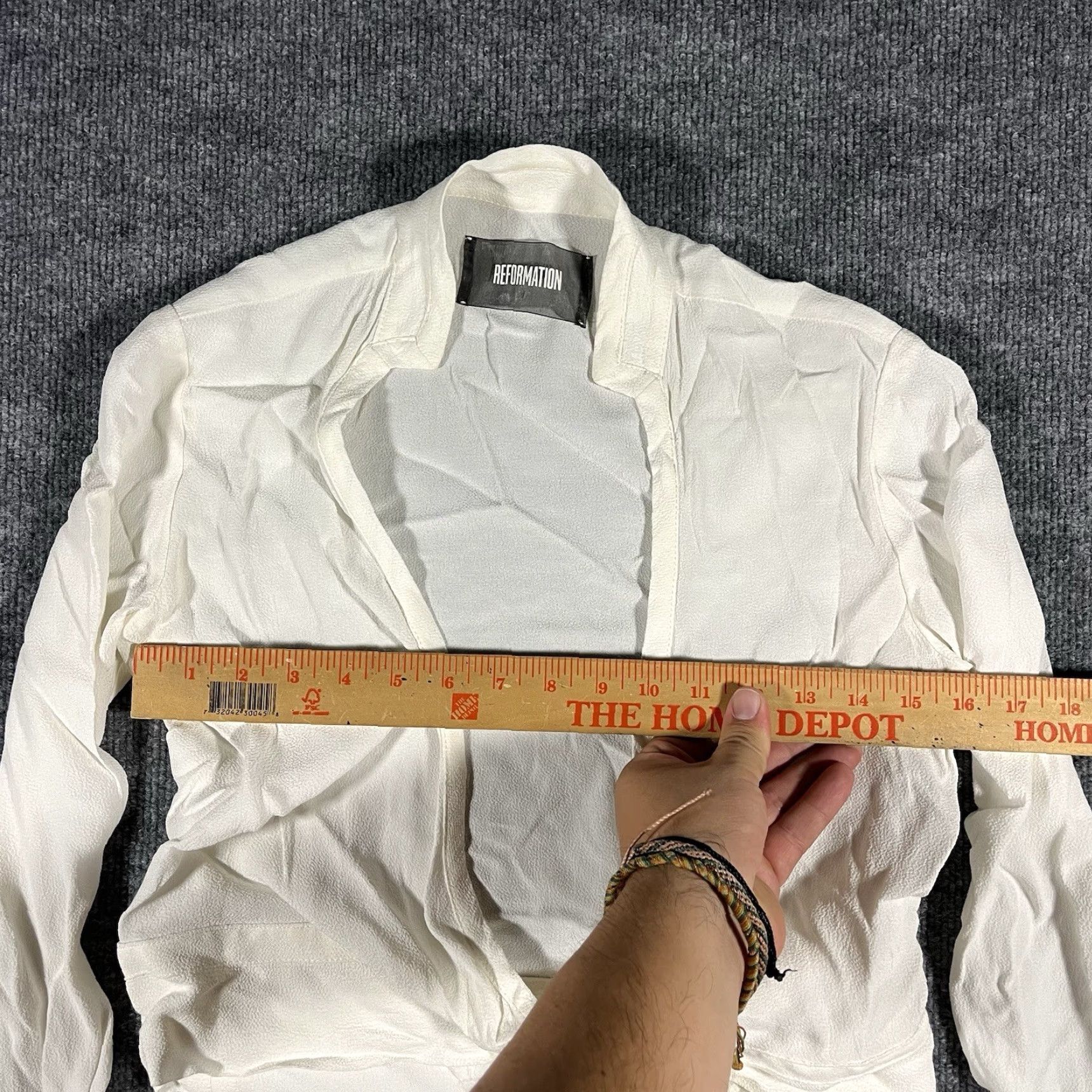 Reformation REFORMATION White Front Tie Waist Top XS Blouse Women Cropped Long Sleeve Viscose Rayon Lenzing Knit Slim Regular Grade N/A Size XS / US 0-2 / IT 36-38 - 4 Thumbnail