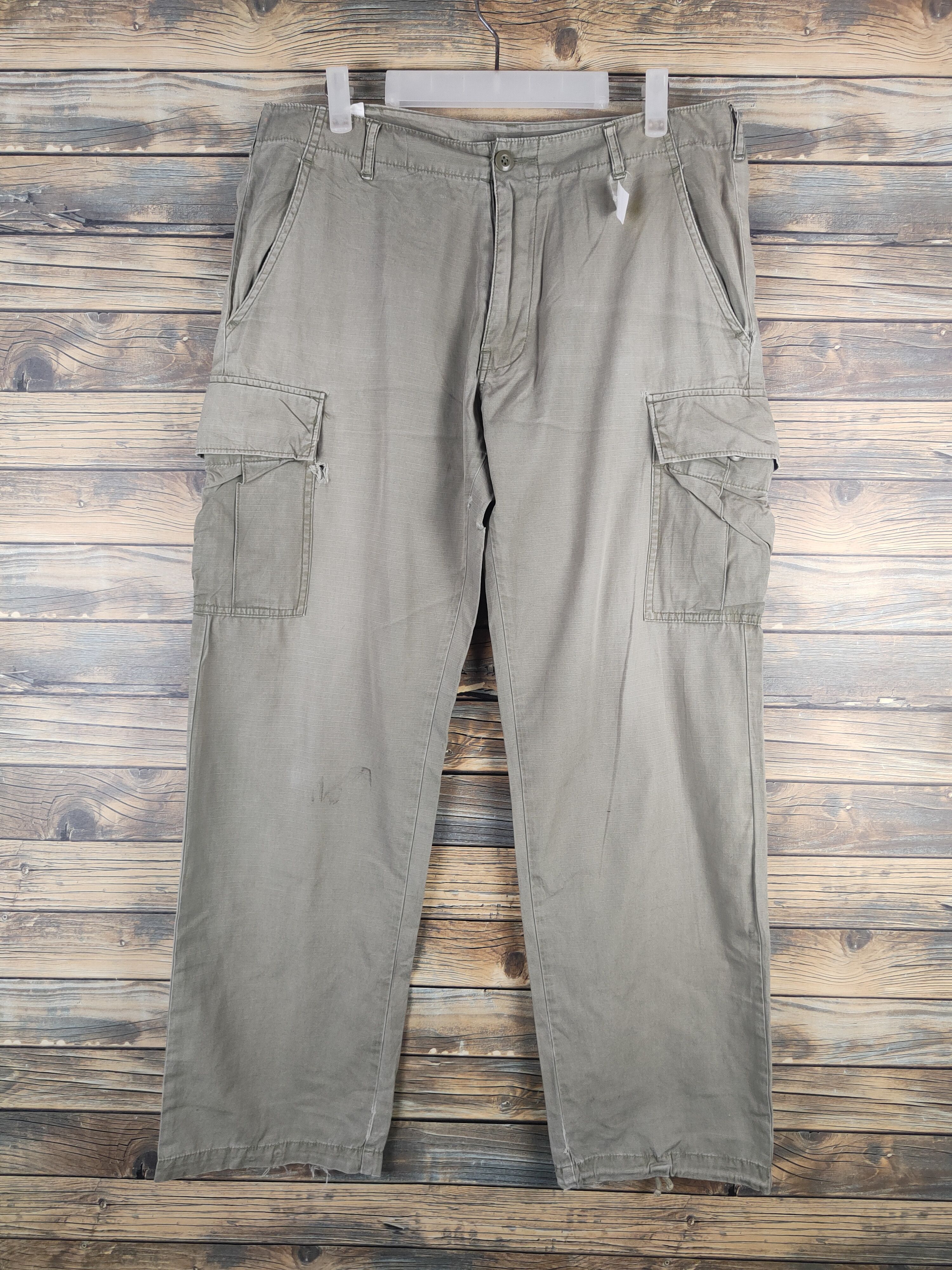Japanese Brand DL Back Number Olive Faded Multipocket Cargo Pants #46-227T Size US 34 / EU 50 - 1 Thumbnail