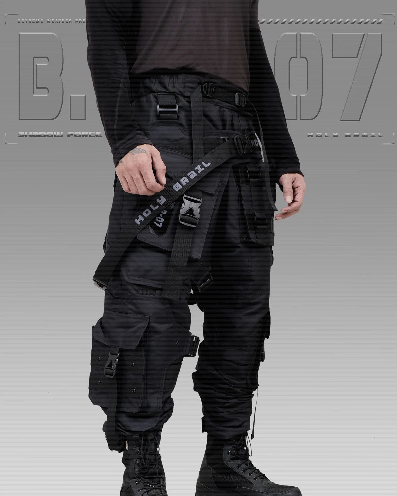 Hi Tec H-G PRO-TECH-TOR "SHADOW FORCE" TECHWEAR CYBERPUNK HOLYGRAIL Size US 34 / EU 50 - 4 Thumbnail