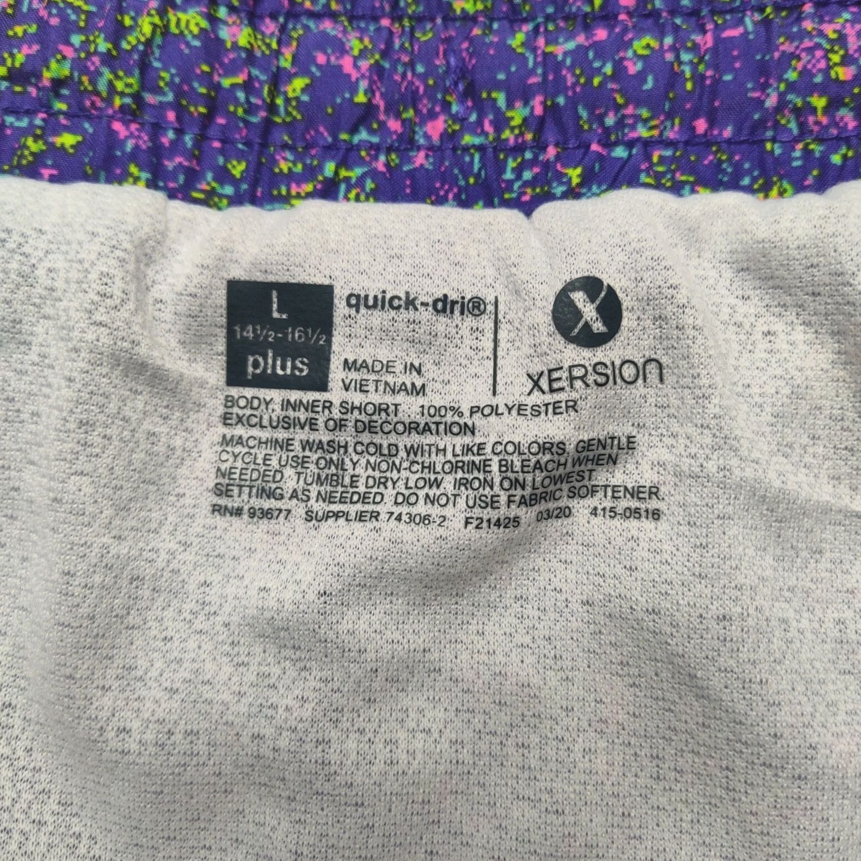 Vintage Xersion Juniors Plus Large Purple Texture Lined Quick-Dri Athletic Shorts NEW Size 36" / US 14 / IT 50 - 6 Thumbnail