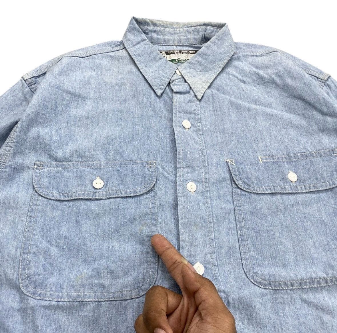 Sugar Cane 1990s VINTAGE Sugar Cane Denim Jacket DOUBLE POCKET Size US L / EU 52-54 / 3 - 3 Thumbnail