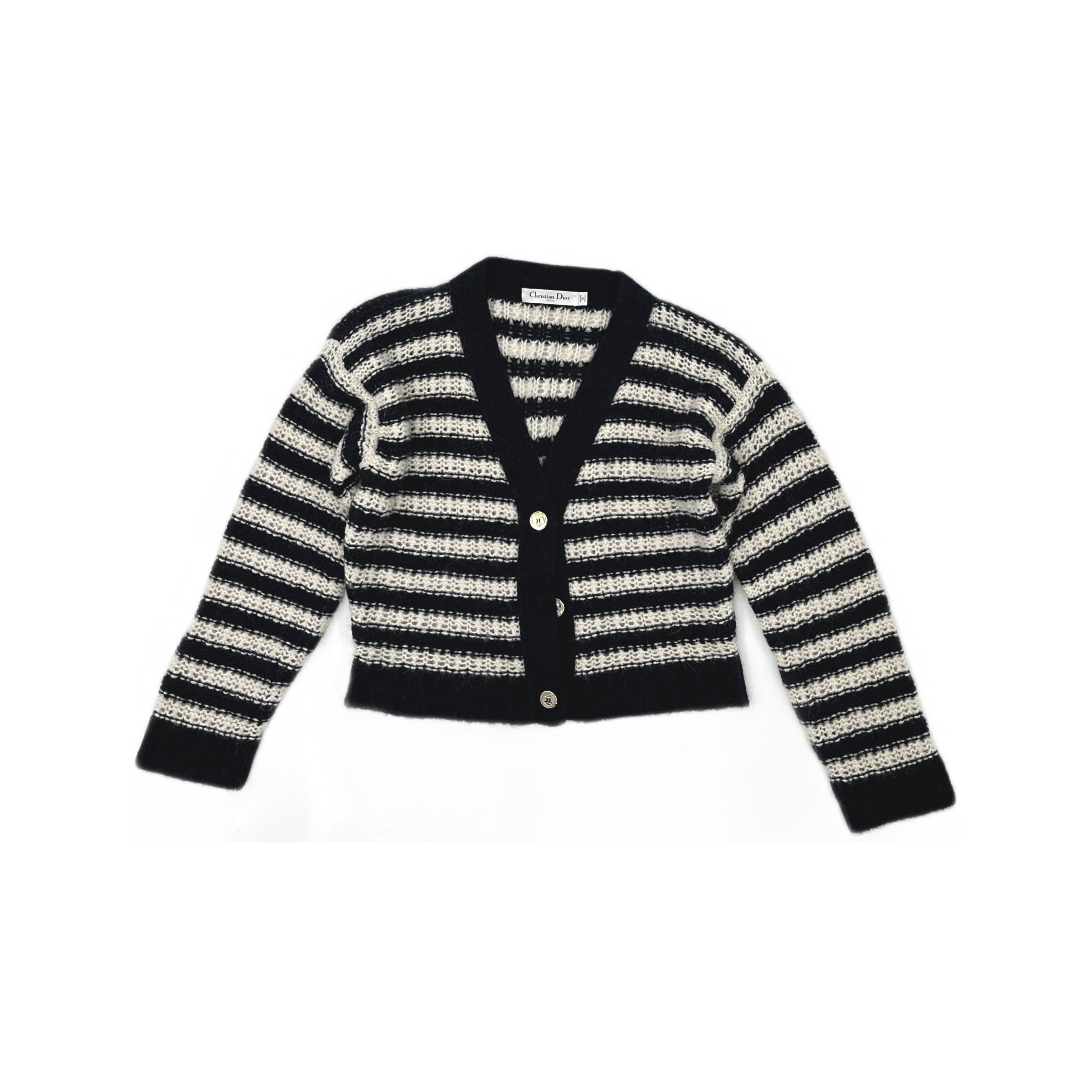 Dior Dior Striped Alpaca Silk V-Neck Cardigan FR 38 Size S / US 4 / IT 40 - 1 Thumbnail