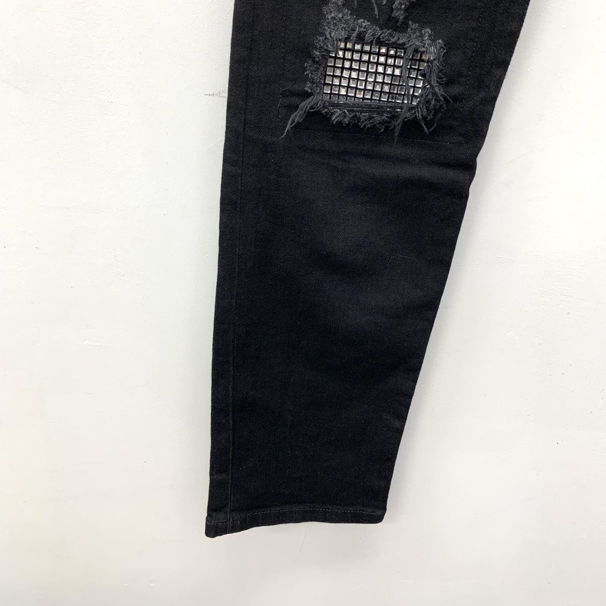 Balmain Balmain Black Fringe Rhinestone Cotton Denim Pants K26WX Size US 31 - 5 Thumbnail