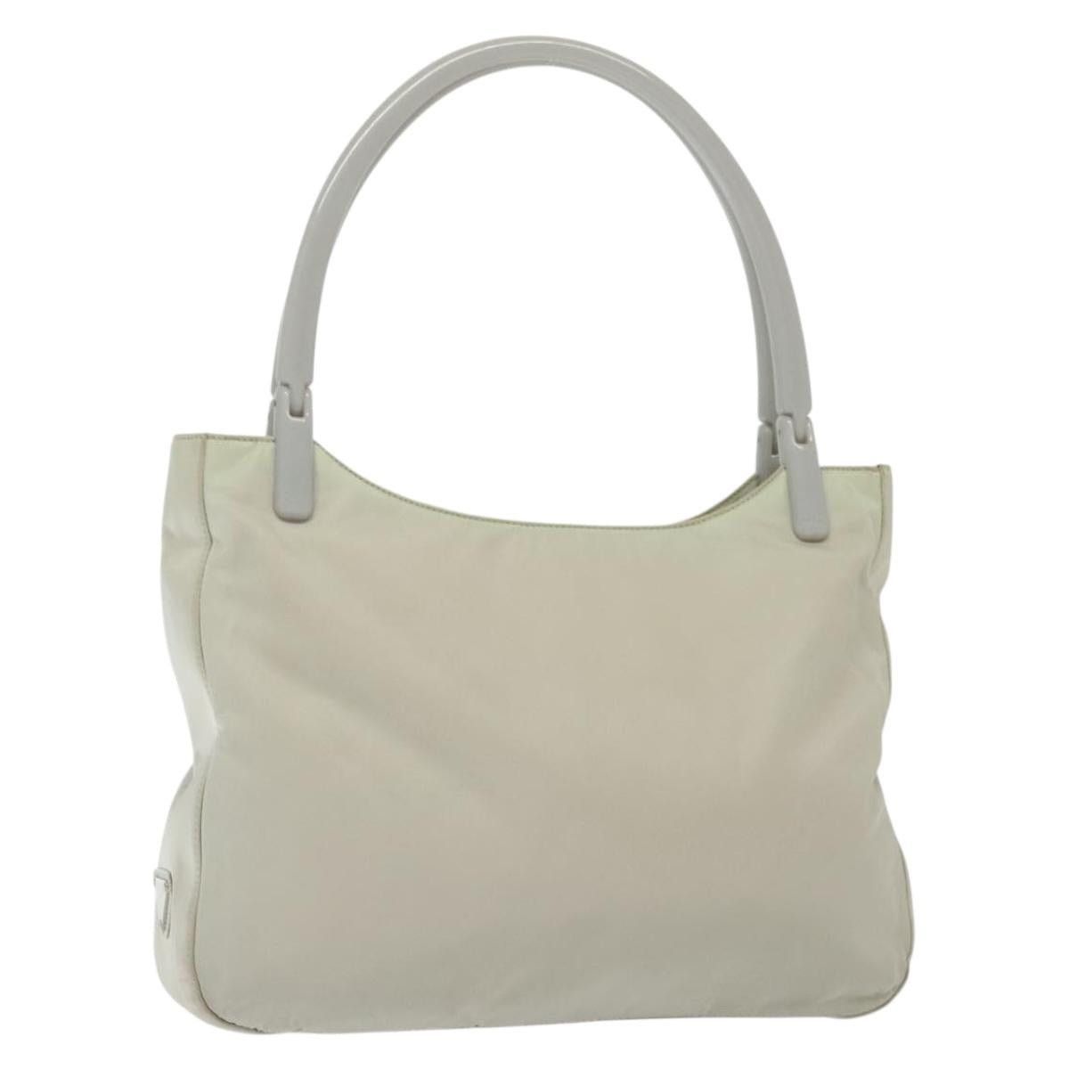 PRADA Shoulder Bag Nylon Ivory Silver
