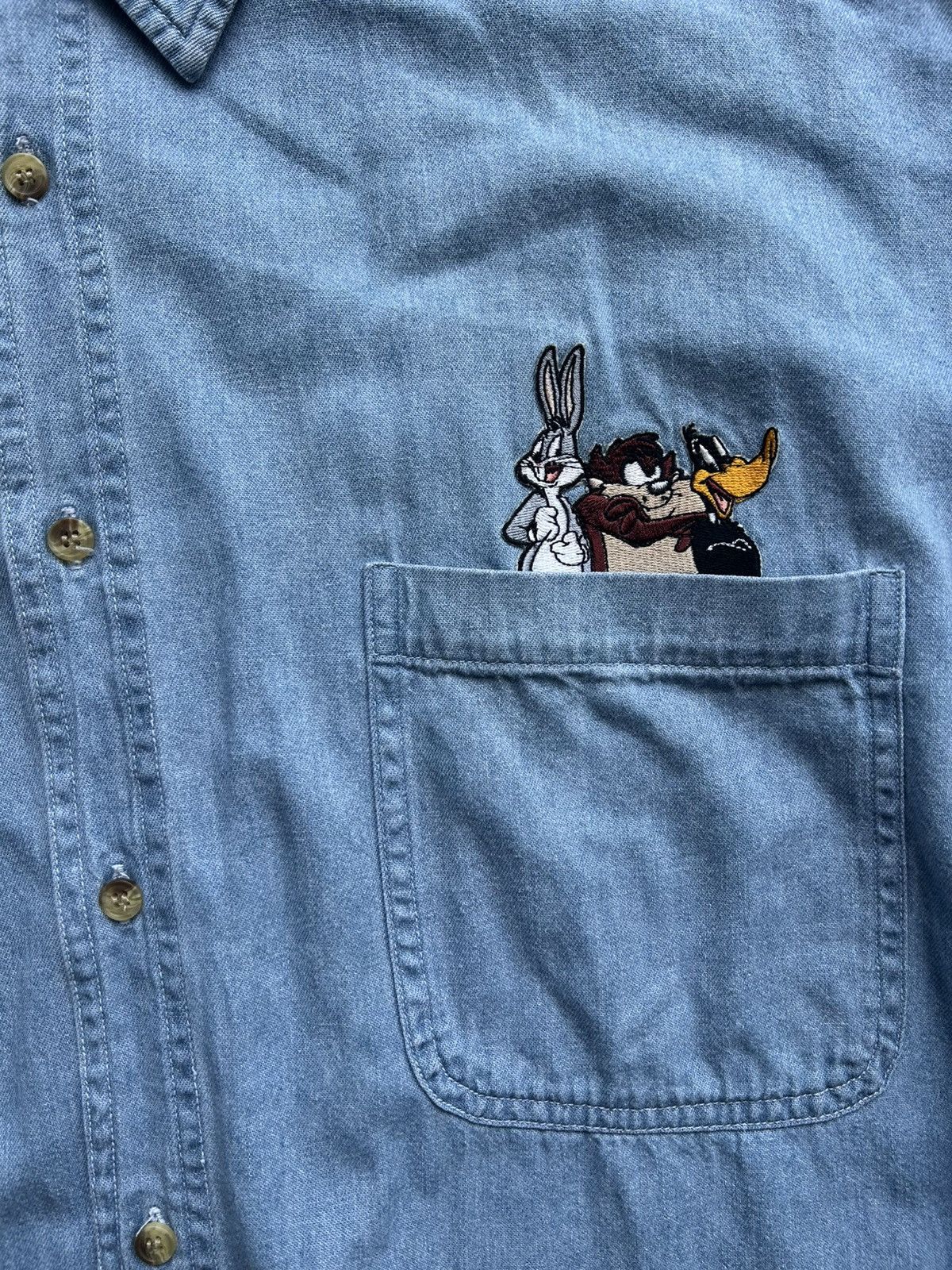 Fruit Of The Loom × Vintage Vintage 90s Loony Toons Denim Button Up Size US XL / EU 56 / 4 - 2 Thumbnail