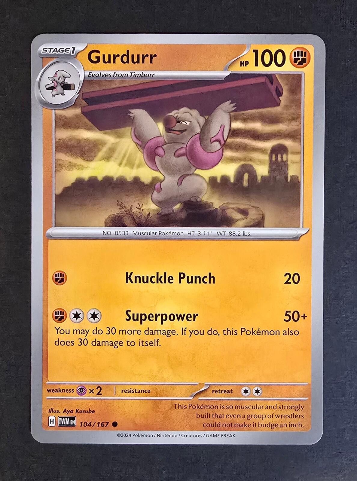 Pokemon Gurdurr Pokémon TCG: Scarlet & Violet:Twilight Masquerade Size ONE SIZE - 1 Thumbnail