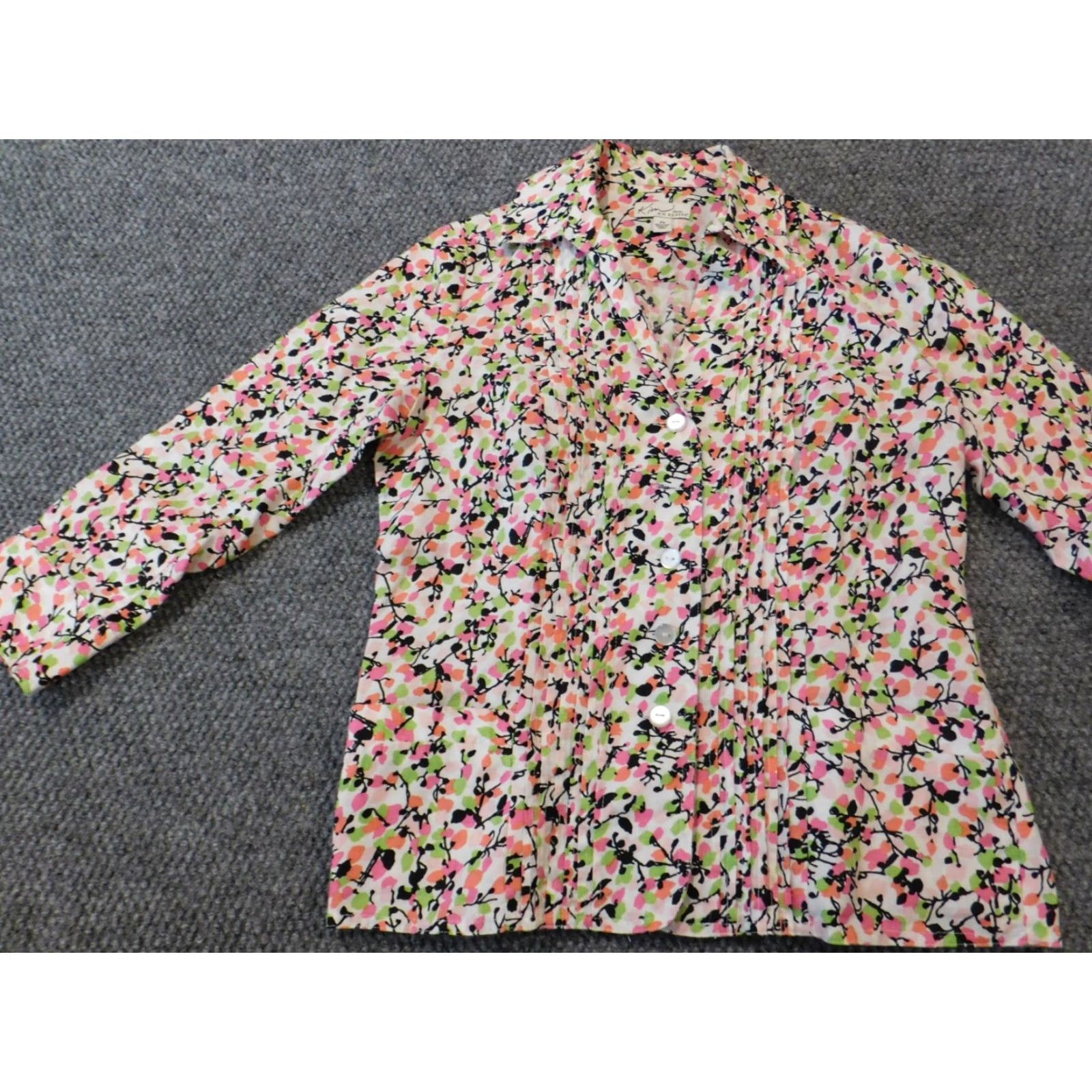 Pinko Kim Rogers Womens Shirt PS Petites Pink Floral Button-Up Crew Neck Long Sleeve Casual Stretch Cotton Rayon Button-Up Shirt Womens Per Example Size S / US 4 / IT 40 - 3 Thumbnail