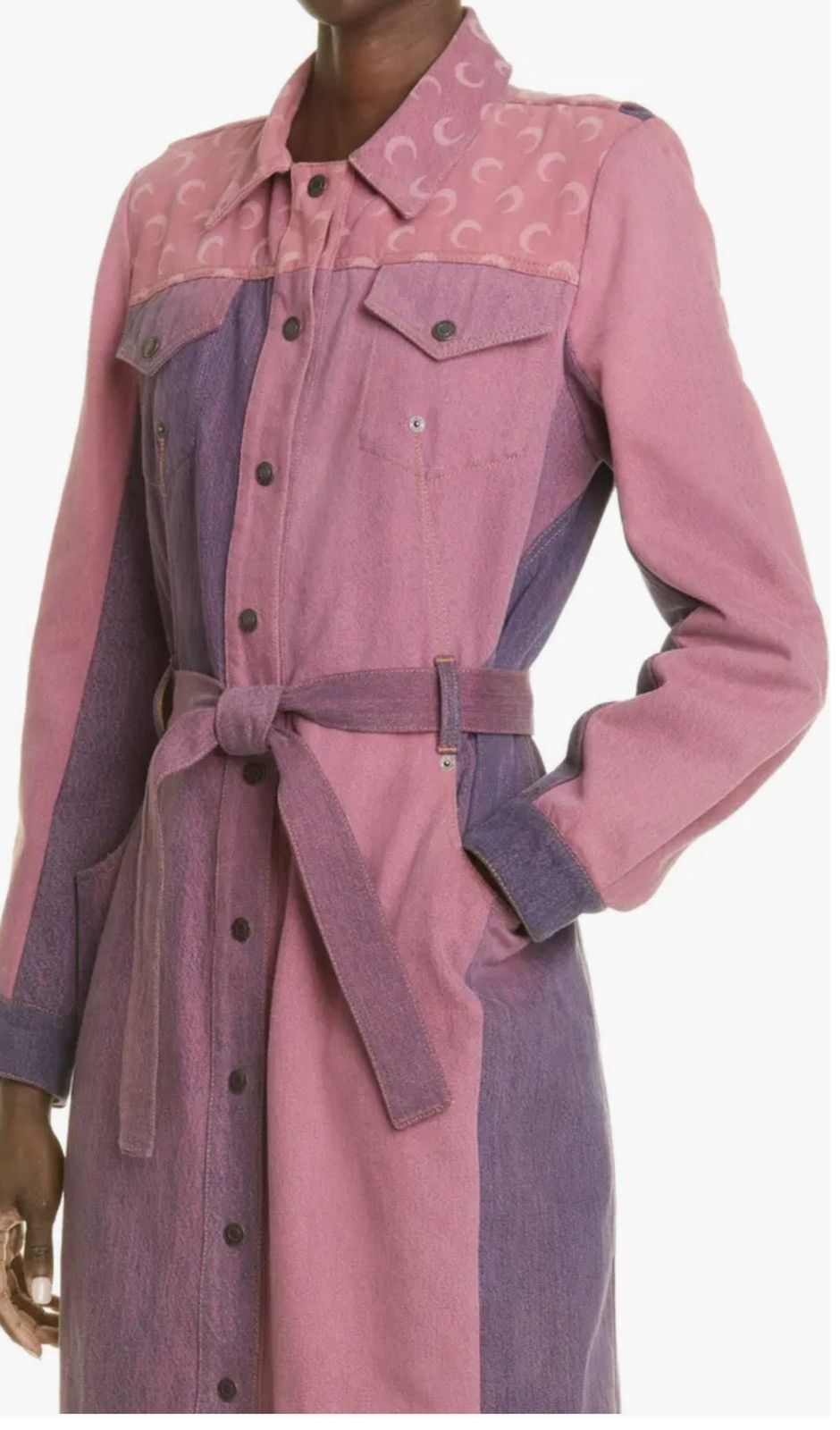 Marine Serre Moon Patchwork Denim Coat
