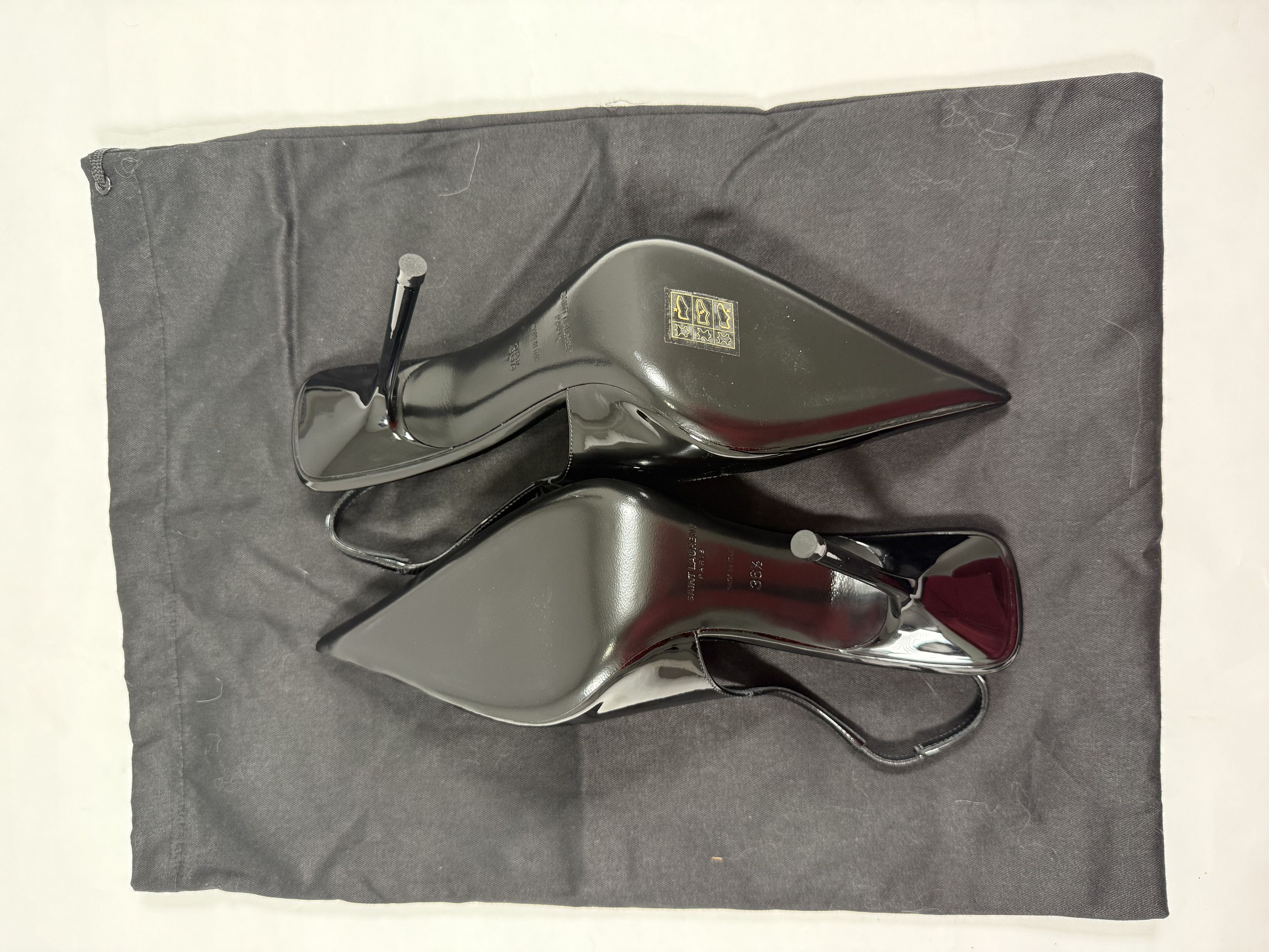 Yves Saint Laurent YSL SAINT LAURENT KISS 105 SLINGBACK PUMPS PATENT LEATHER Size US 6.5 / IT 36.5 - 6 Thumbnail