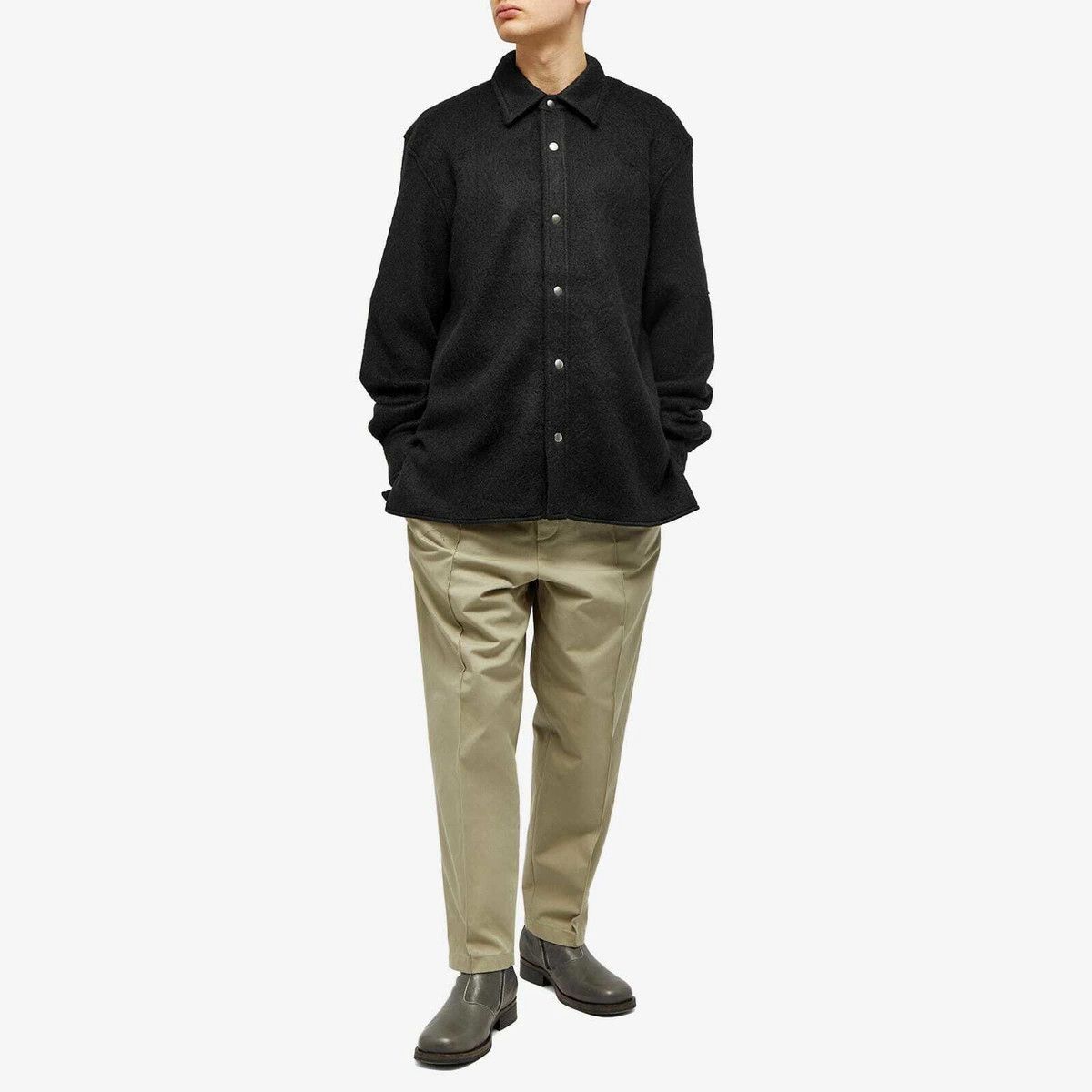 Jil Sander o1loc1c1124 Wool Mohair Overshirt in Black Size US M / EU 48-50 / 2 - 4 Thumbnail