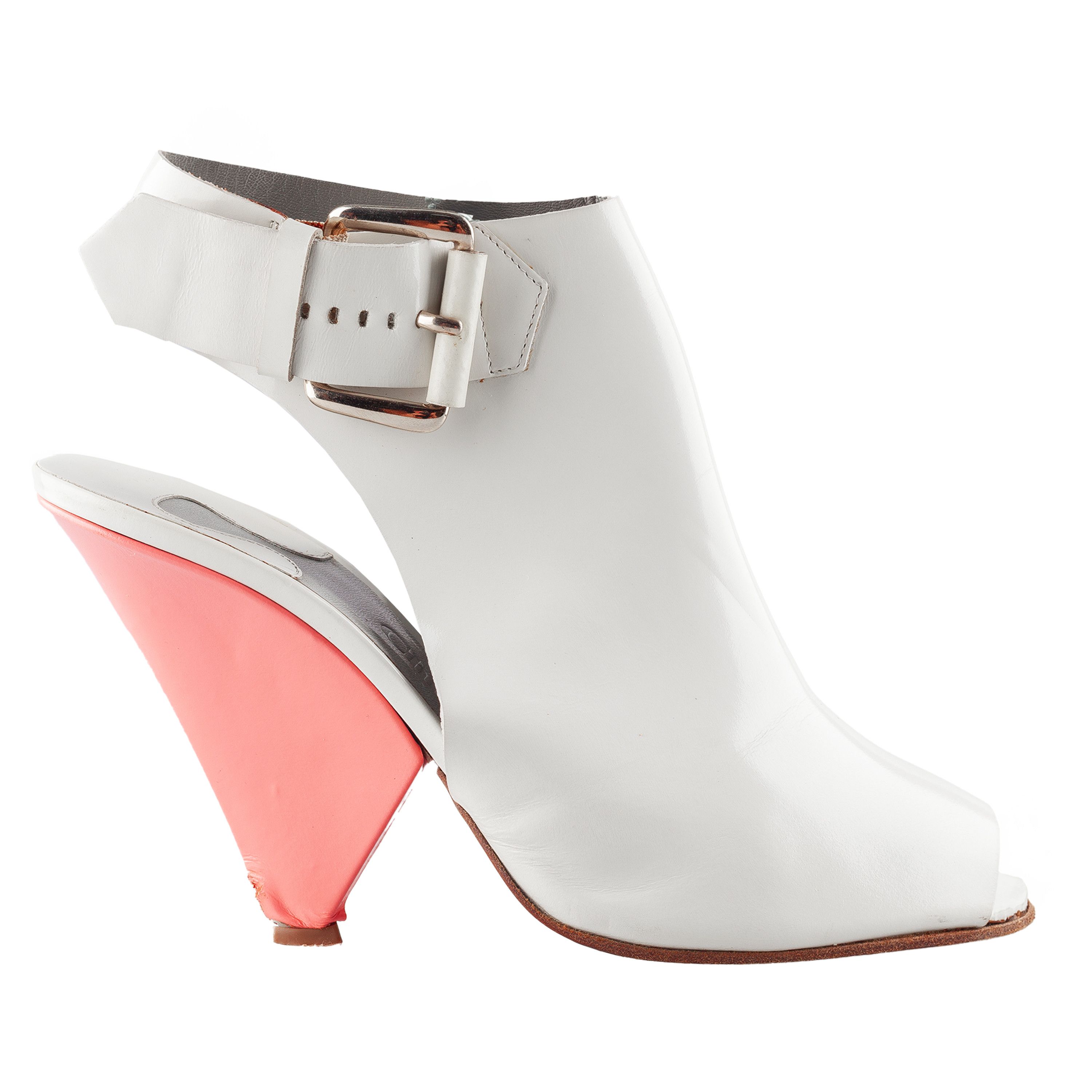 Chloe Chloé Jazz White Leather Ankle Heels (38,5 IT/39,5 EU) Size US 8.5 / IT 38.5 - 2 Thumbnail