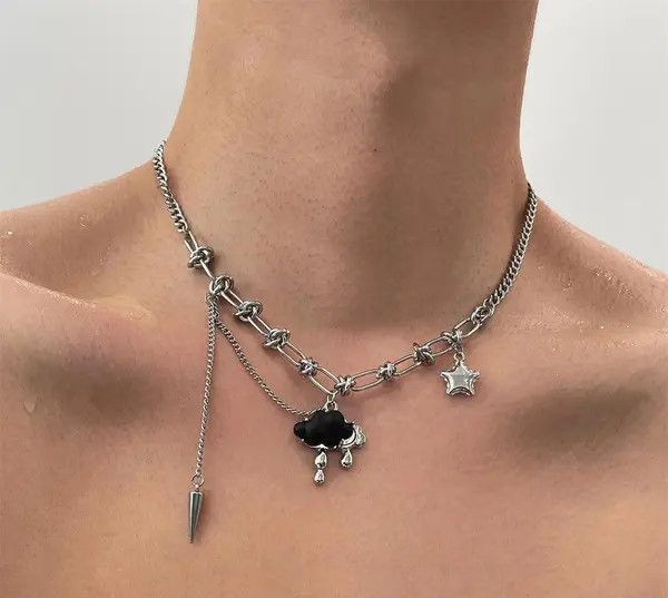 Jewelry Silver Chain Necklace with Cloud Charm Size ONE SIZE - 3 Thumbnail