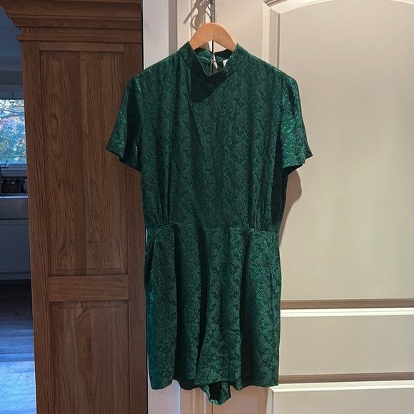 Sandro SANDRO Manon green jacquard romper sz 38 us 6 Size 28" / US 6 / IT 42 - 2 Thumbnail