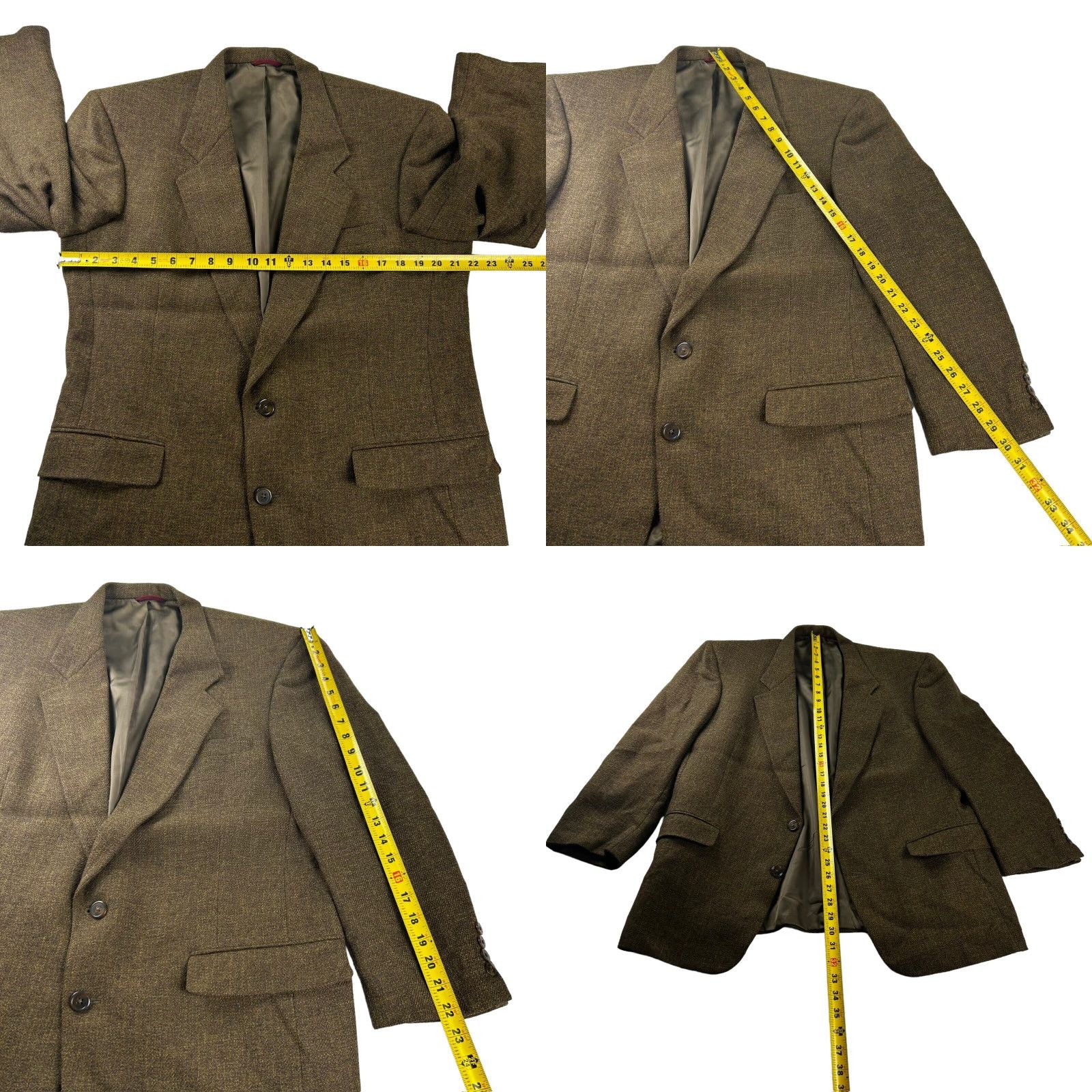 Hart Schaffner Marx Hart Schaffner & Marx Men's Blazer 100% Wool Tweed Brown 2-Button 41R Size 42R - 8 Thumbnail