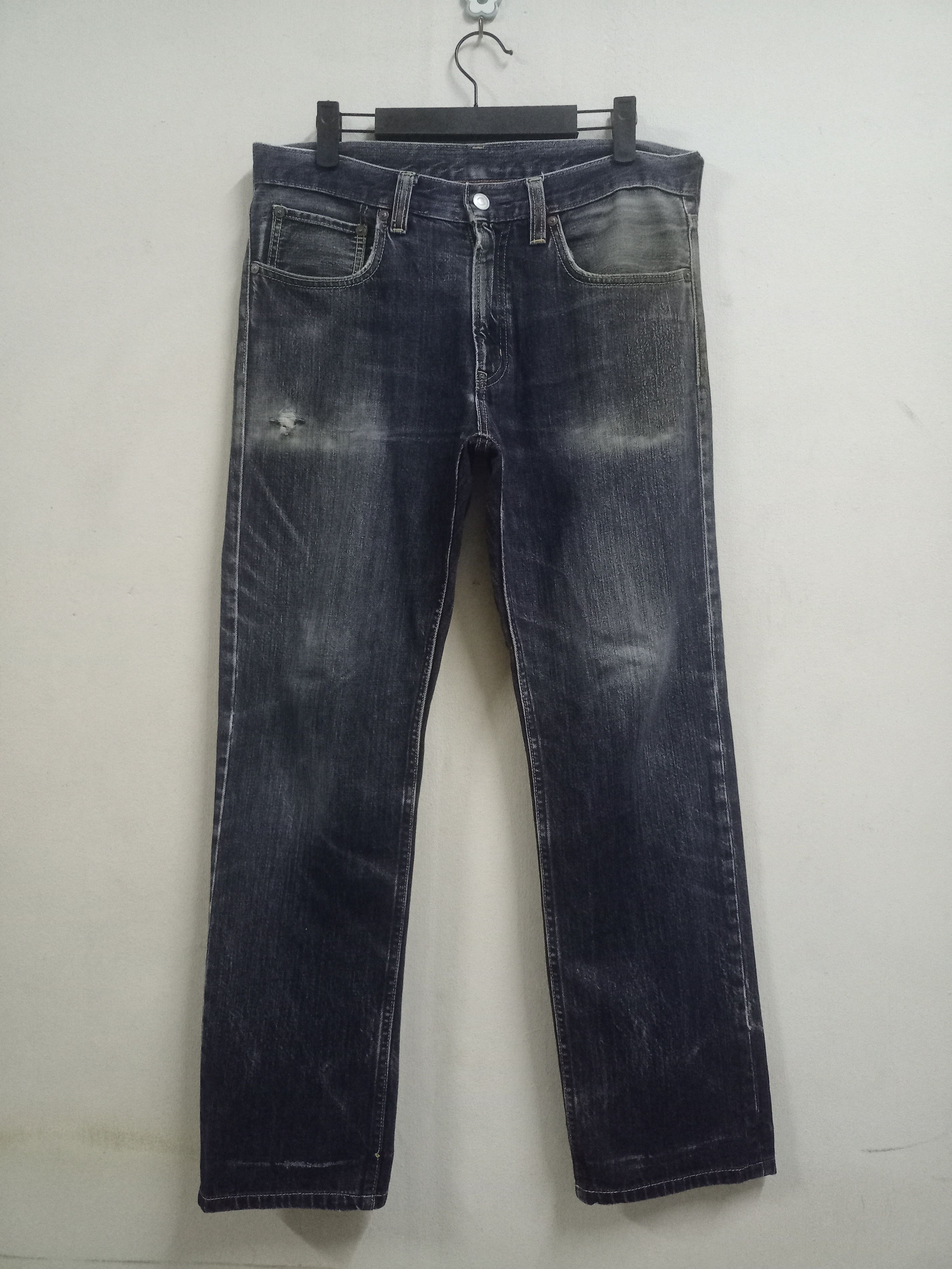 image of Distressed Denim x Muji Vintage Japanese Muji Mud Wash Loose Jeans in Blue, Men's (Size 32)