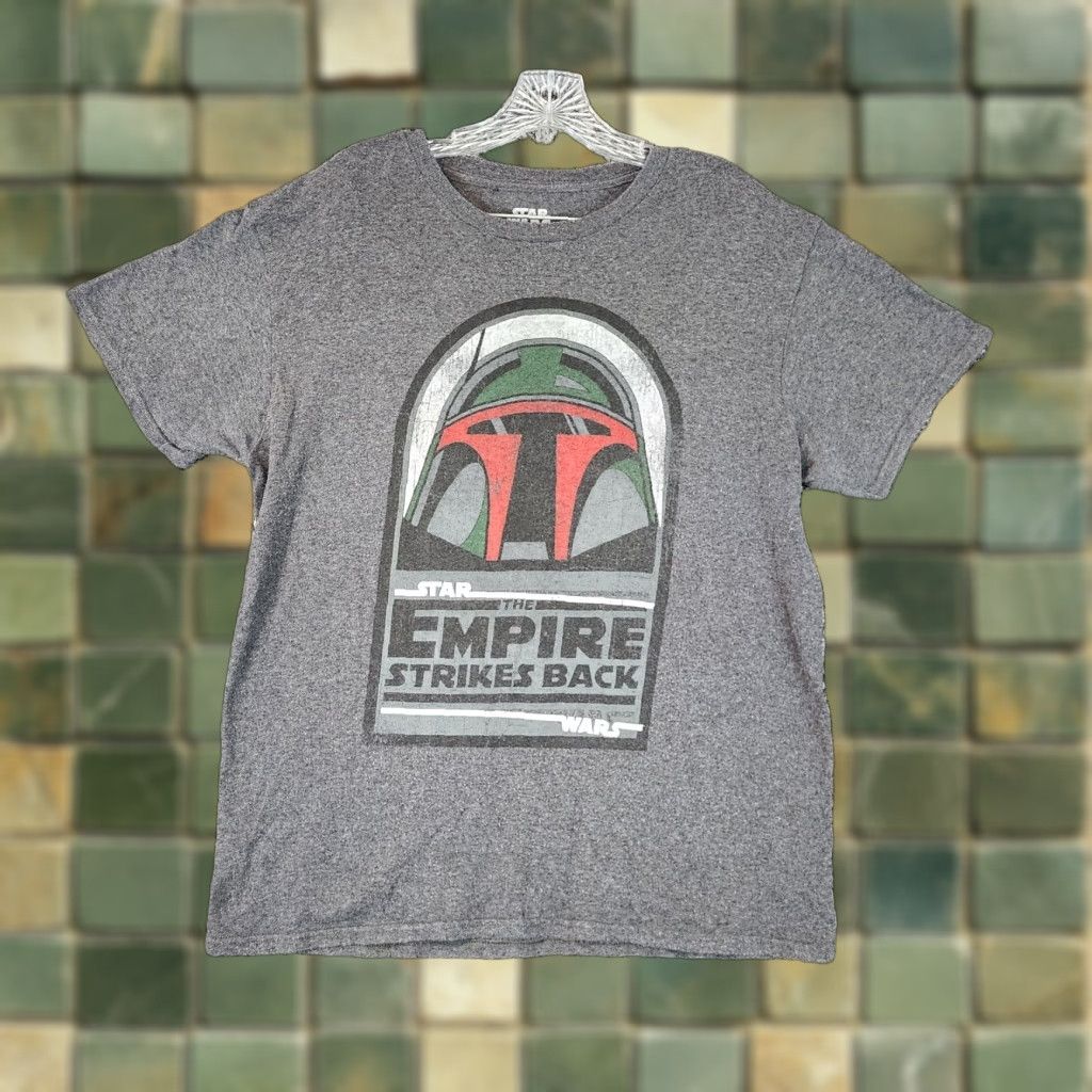 Vintage Fifth Sun Mens Gray Star Wars Boba Fett Short Sleeve Graphic Tee M Shirt Size US 31 - 1 Thumbnail