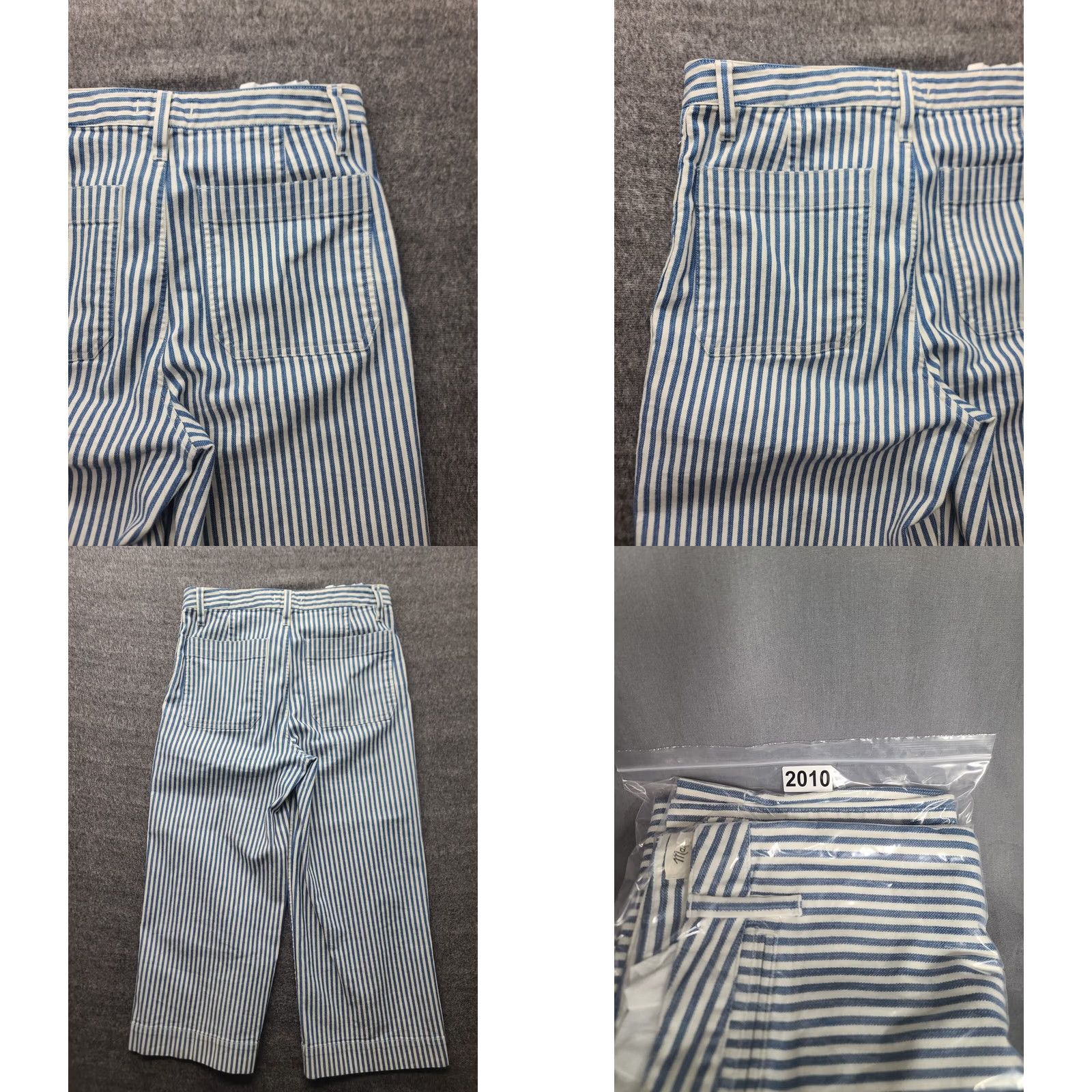 Madewell Madewell Emmett Pants Womens 30x25 Relaxed Wide-Leg Cropped Seersucker Blue Cotton Polyester Spandex Twill 90s Bohemian City Womens Size 30" / US 8 / IT 44 - 9 Thumbnail