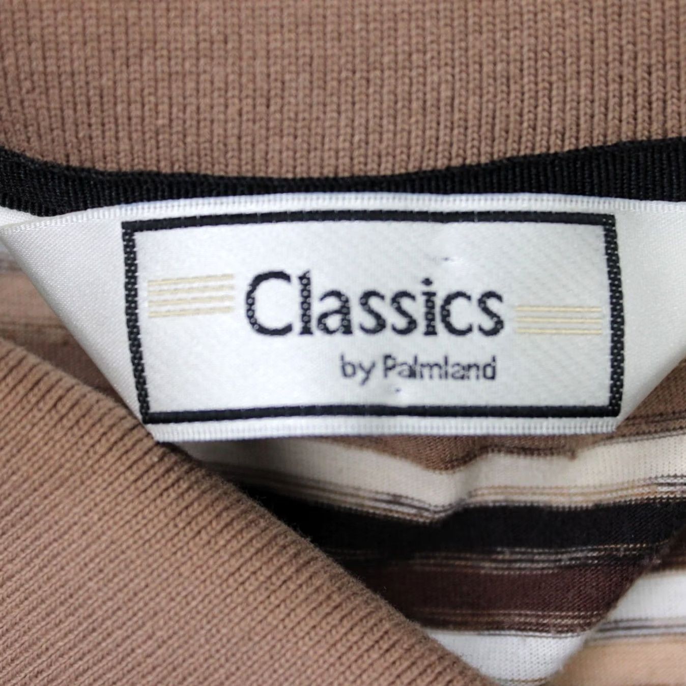 Vintage VINTAGE Classics by Palmland Polo Shirt Men XL Brown/Beige Striped Short Sleeve Pullover Size US XL / EU 56 / 4 - 5 Thumbnail