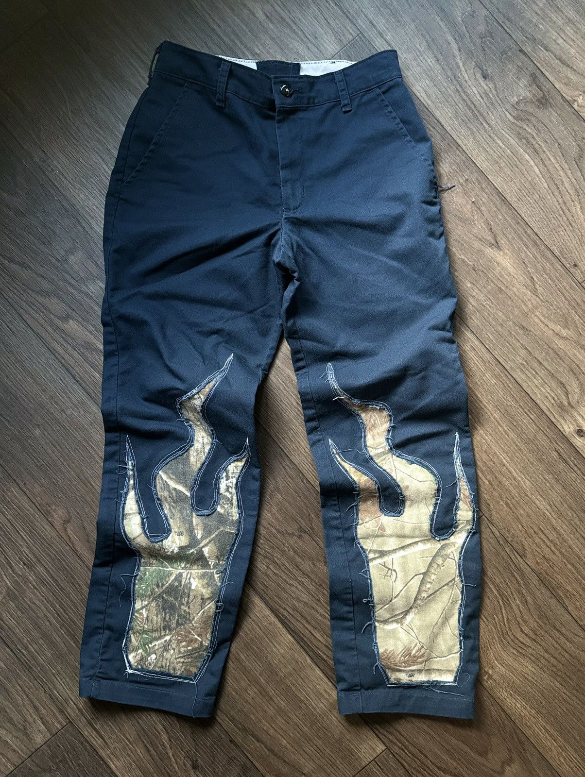 image of Vintage Dickie Camo Flame Pants in Blue/Navy, Men's (Size 31)