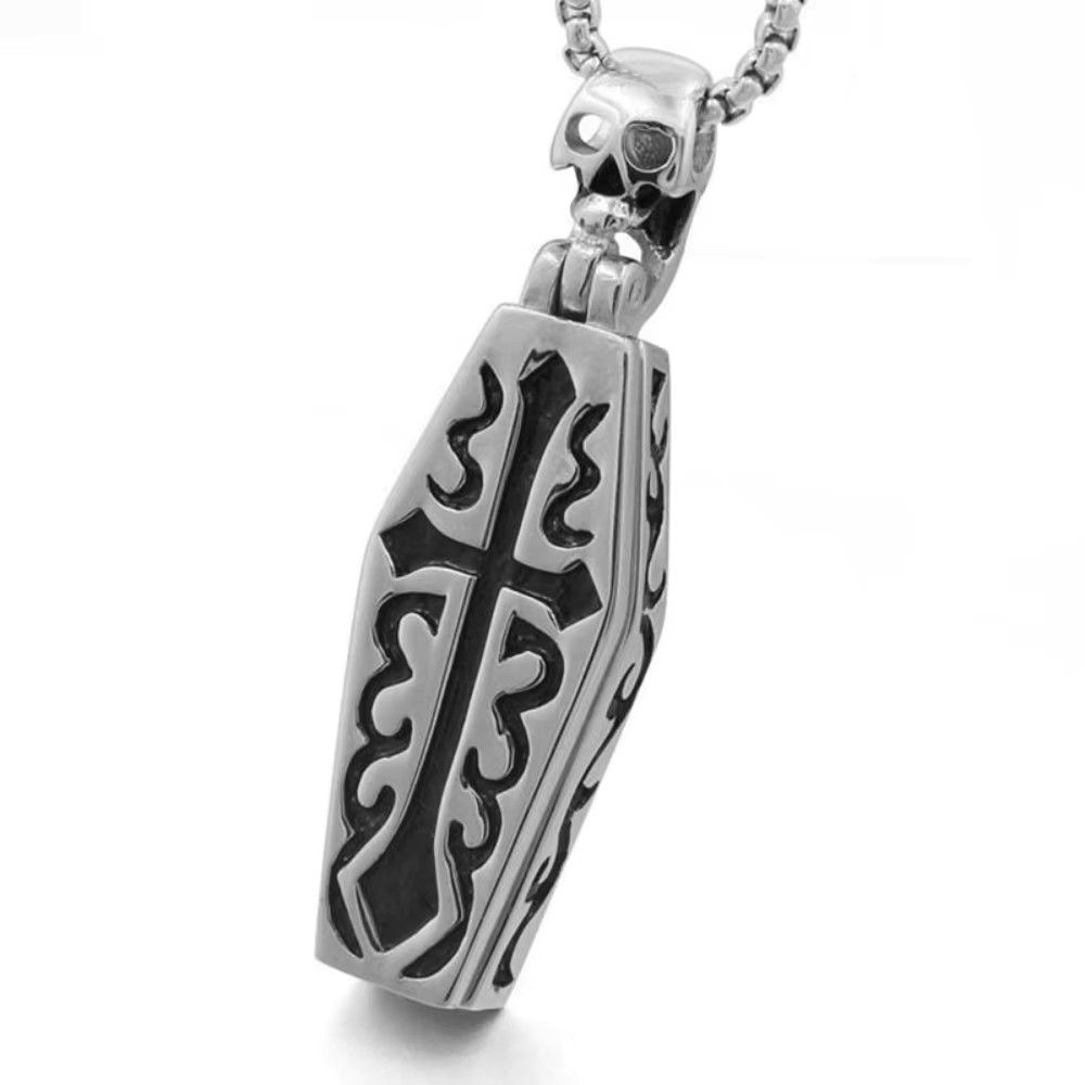 Jewelry Coffin Vampire Skull Punk Skull Pendant Necklace Size ONE SIZE - 2 Thumbnail