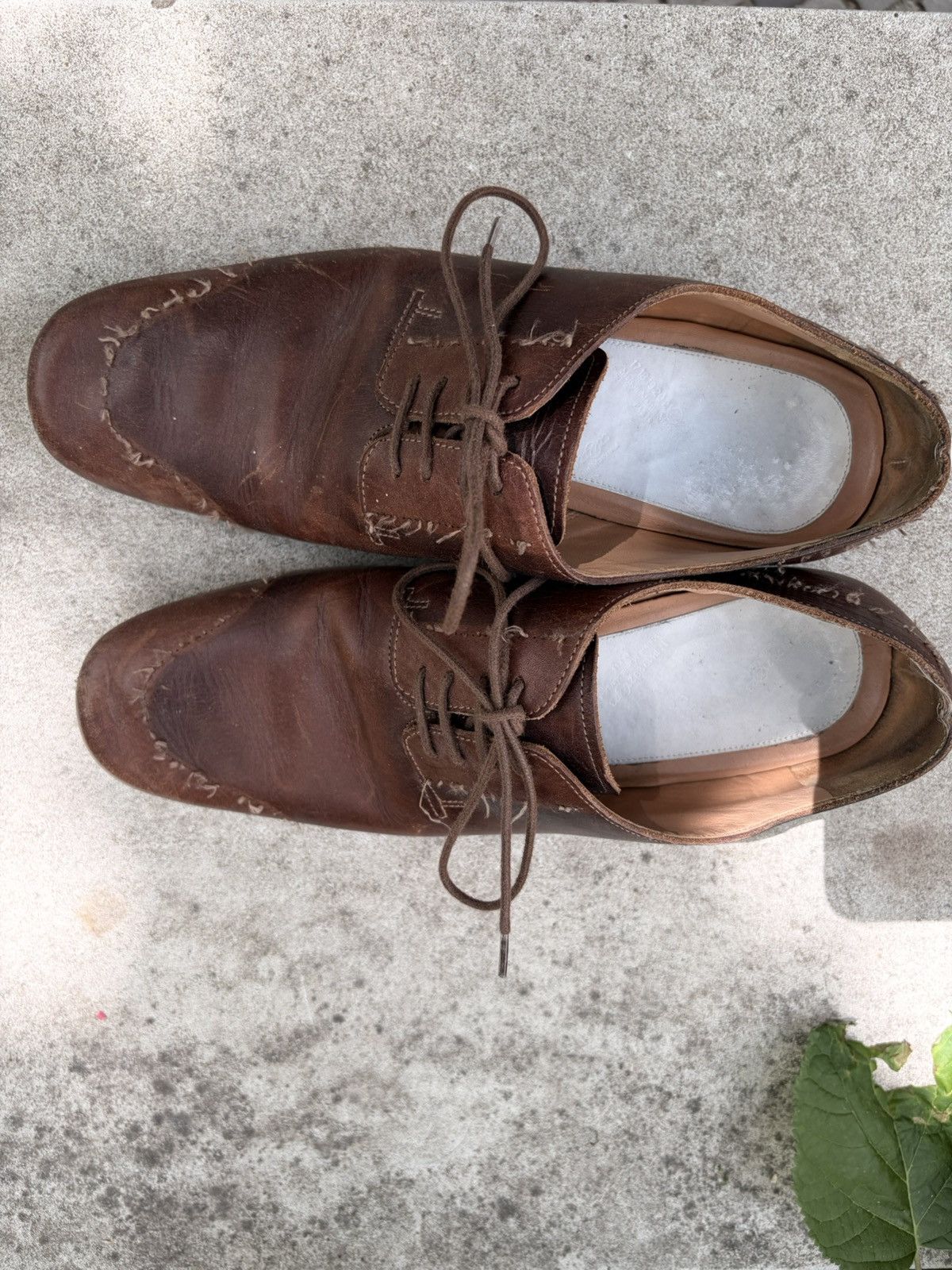 Maison Margiela Distressed Special stitching brown leather Oxfords Shoes Size US 8 / EU 41 - 3 Thumbnail