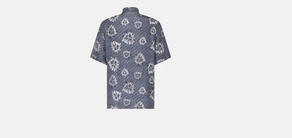 DENIM TEARS × Dior o1w1db10824 Short Sleeved Shirt in Blue Silk Twill Size US XL / EU 56 / 4 - 2 Thumbnail