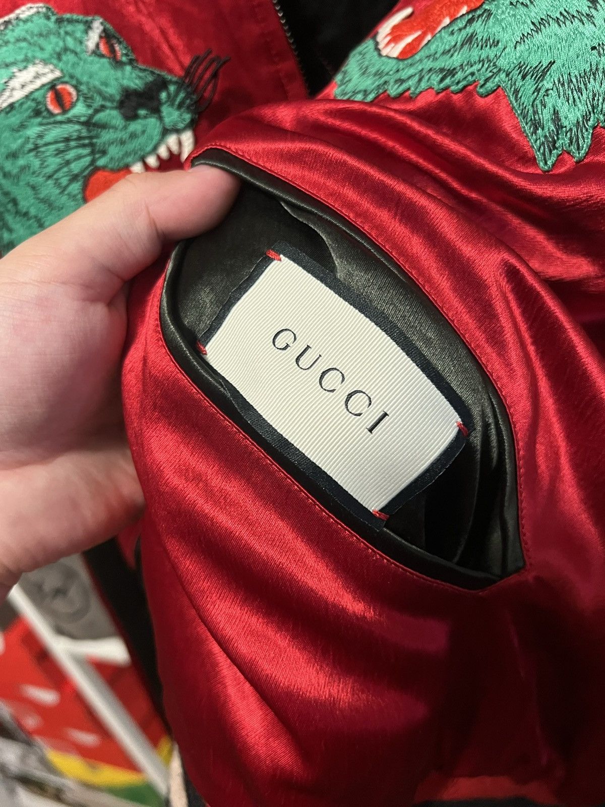 Gucci Gucci Bomber Black Red Brown Satin Size US M / EU 48-50 / 2 - 5 Thumbnail