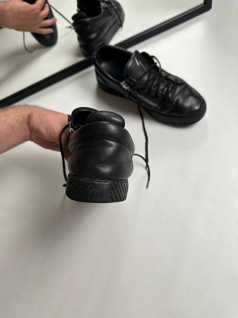 Giuseppe Zanotti Giuseppe Zanotti Frankie Zip-Detail Leather black Shoes Size US 10 / EU 43 - 6 Thumbnail