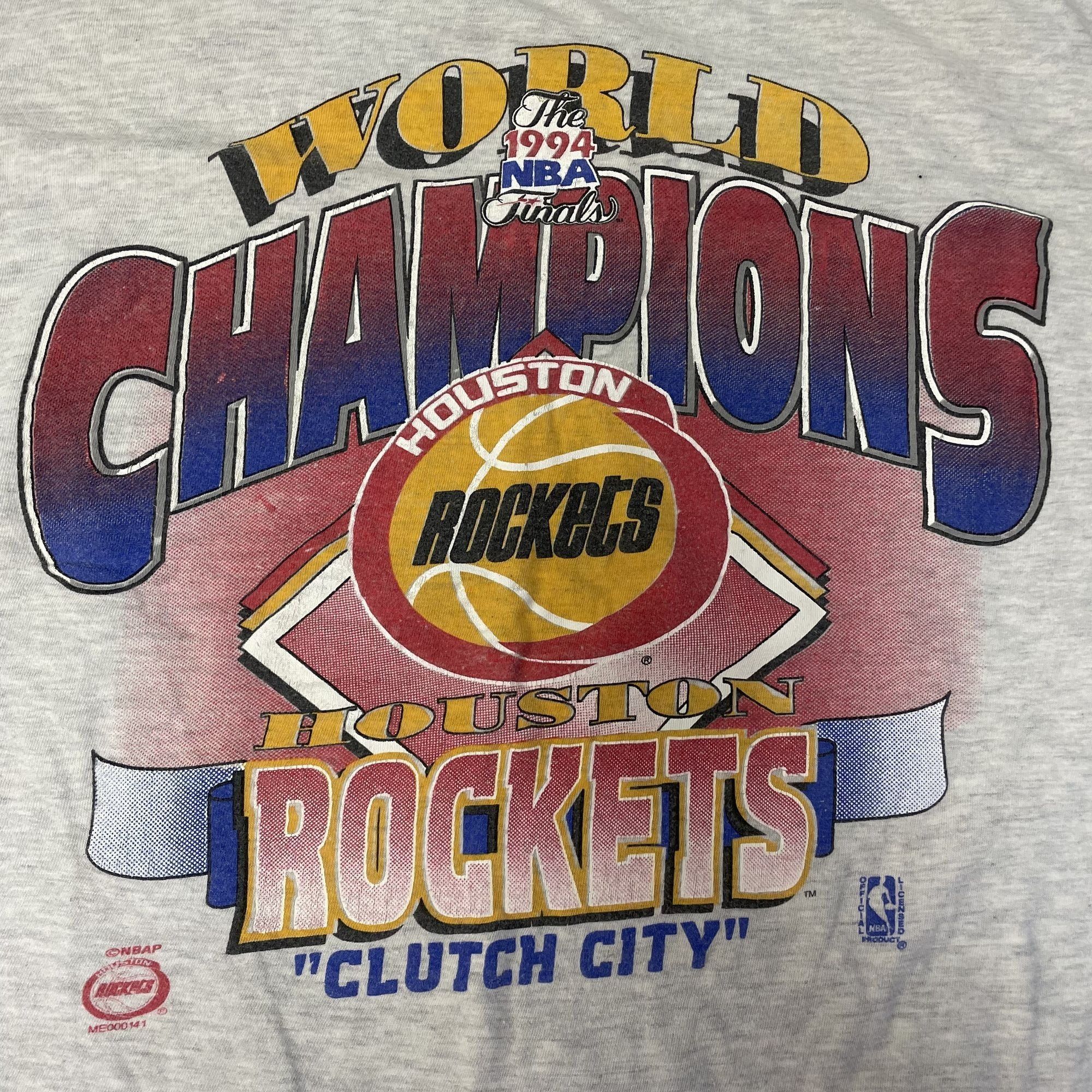 Other Vtg True-Fan NBA Houston Rockets CLUTCH CITY World Champs Size US XL / EU 56 / 4 - 3 Thumbnail