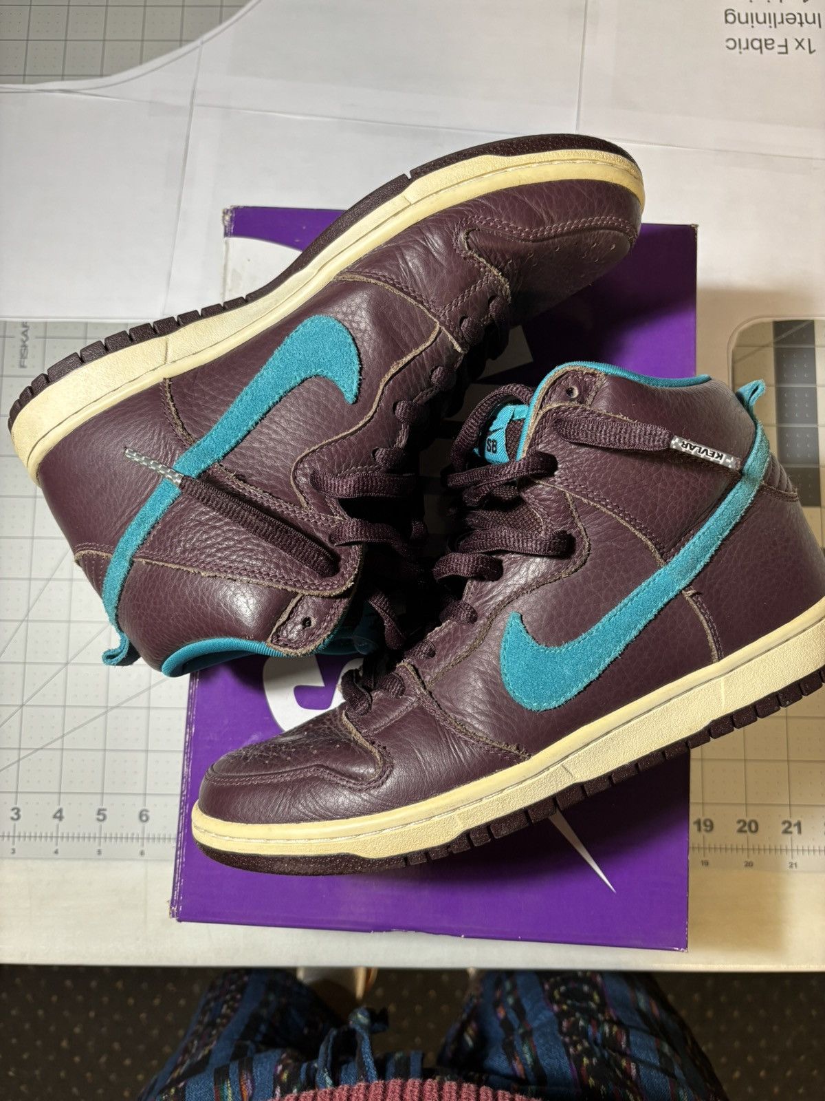 Nike Nike SB Dunk high deep burgundy aquamarine Size US 8 / EU 41 - 4 Thumbnail