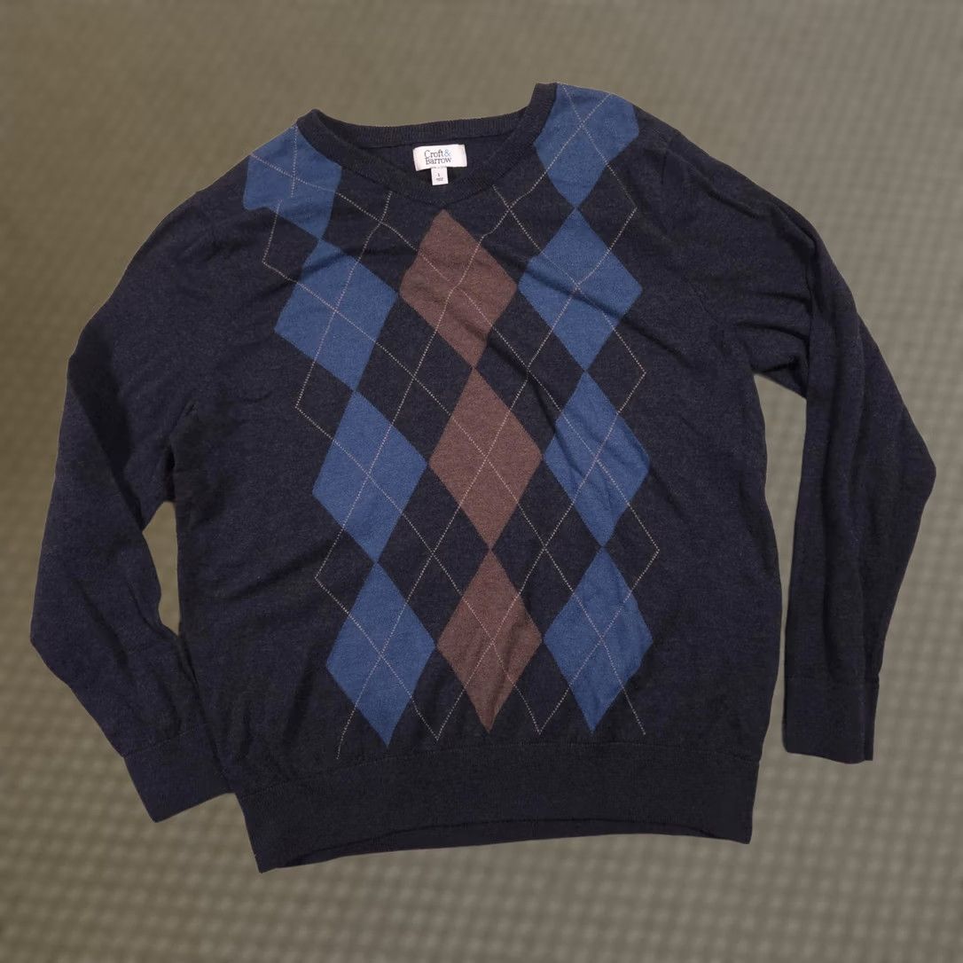 Croft & Barrow Croft & Barrow Sweater Mens Large Gray Argyle Crewneck Knit Pullover Classic Size US L / EU 52-54 / 3 - 1 Thumbnail