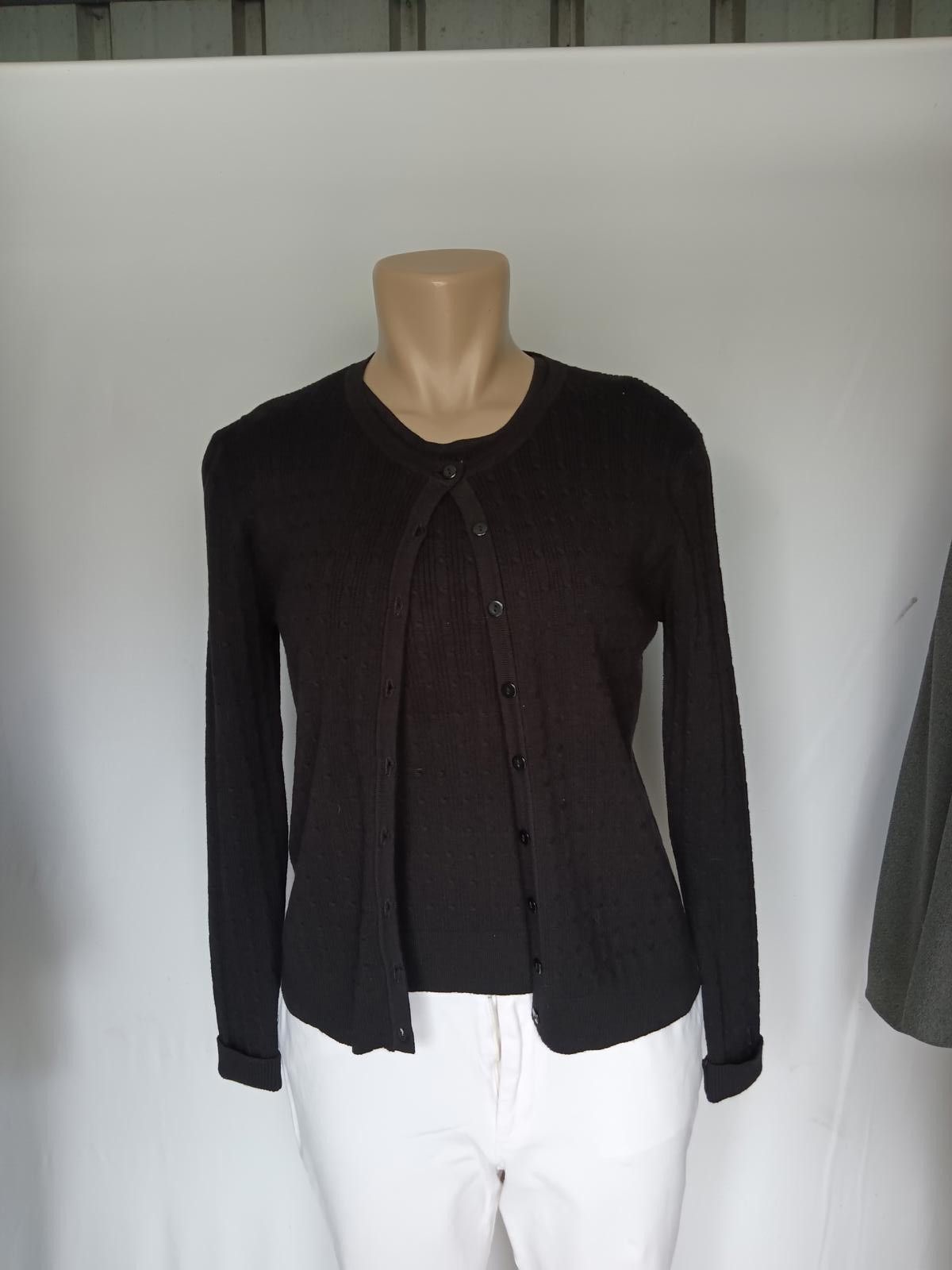 Joseph Abboud Chic Black Knit Joseph A Cardigan & Sleeveless Top Set Size L / US 10 / IT 46 - 1 Thumbnail