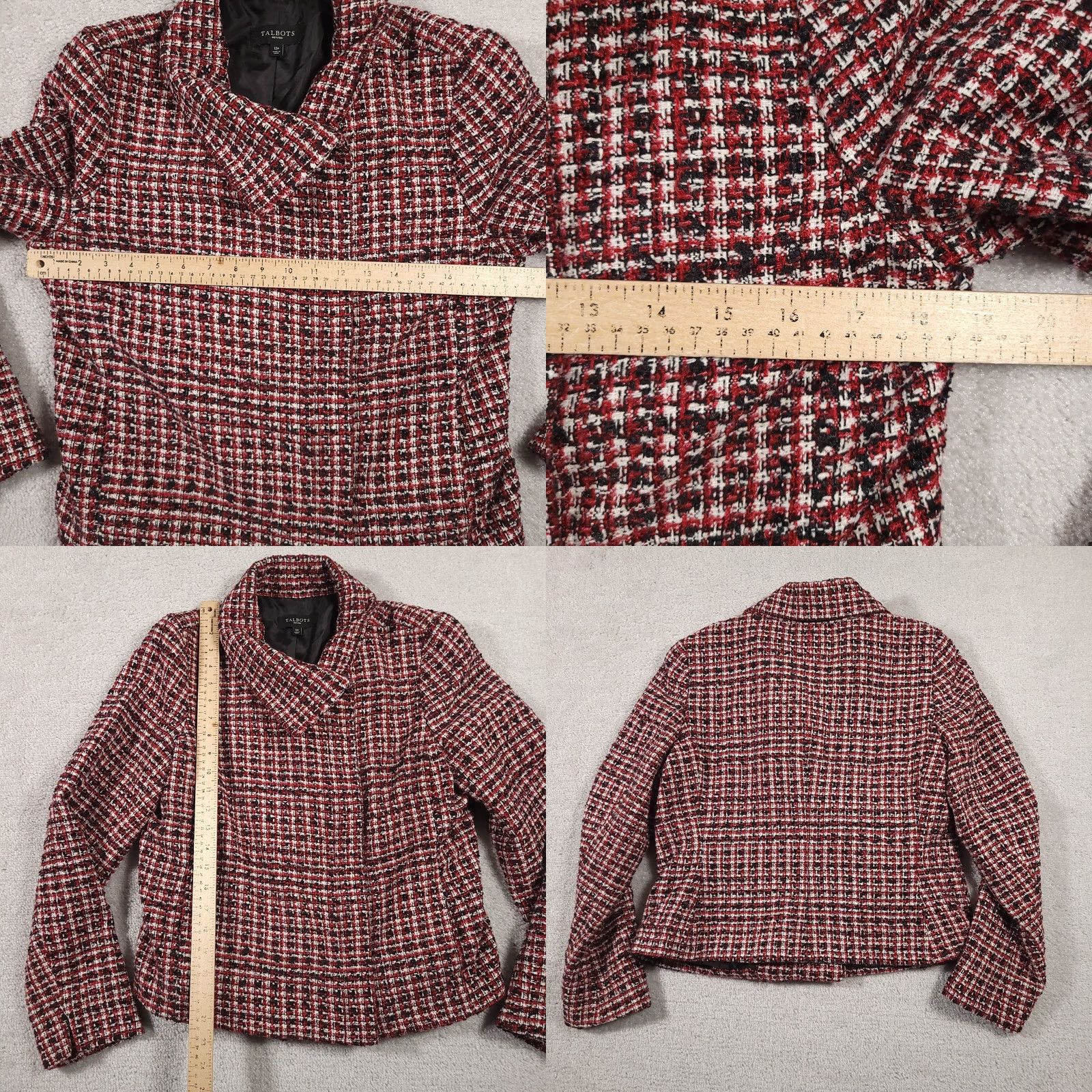 Talbots Talbots Blazer Tweed Jacket Women's 12P Petite Full Zip Lined Coat Business Red Size XL / US 12-14 / IT 48-50 - 8 Thumbnail