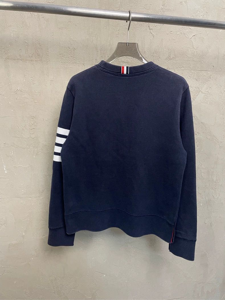 Thom Browne Thom browne Dark blue four-striped round-neck sweatshirt 25 Size US M / EU 48-50 / 2 - 2 Thumbnail