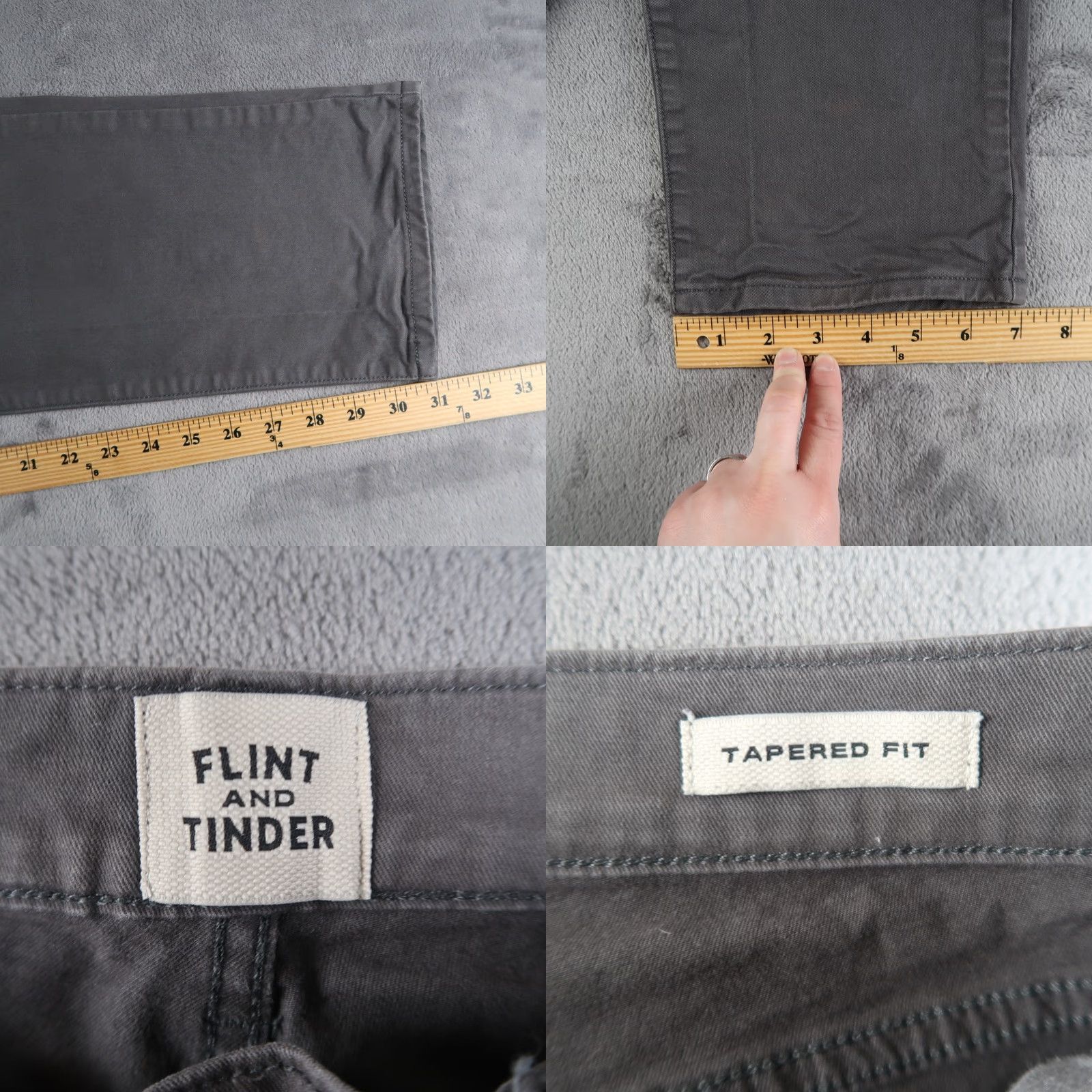 Flint And Tinder Flint and Tinder Pants Mens 33x32 Gray Tapered Fit Jeans Huckberry Slim Casual 5-Pocket Logo Size US 33 - 8 Thumbnail