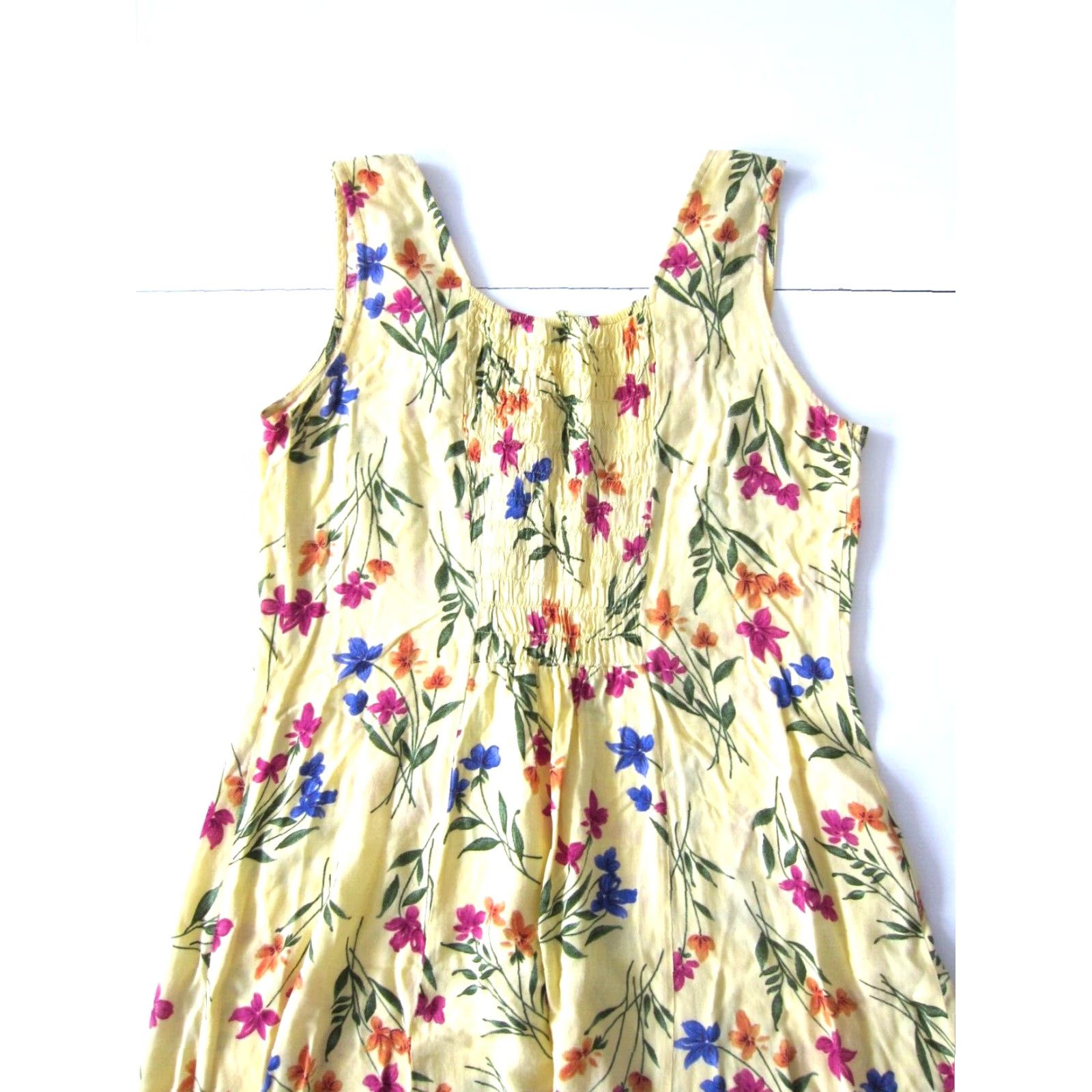Pinko Bedford Fair Lifestyles 100% Rayon Yellow Pink Floral Long Maxi Tank Dress M Size M / US 6-8 / IT 42-44 - 6 Thumbnail