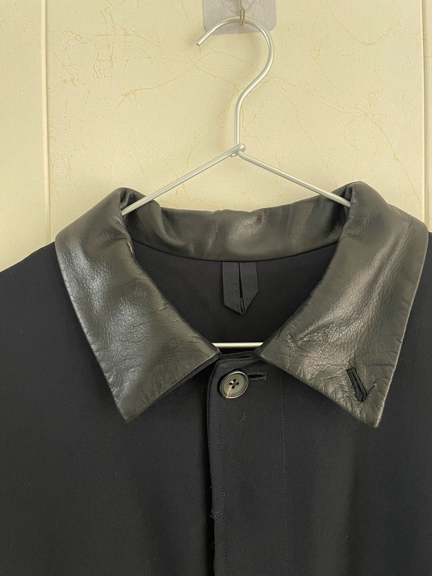 Yohji Yamamoto Yohji Yamamoto 91AW Sheepskin Collar Wool Coat M Navy Blue Size US M / EU 48-50 / 2 - 4 Thumbnail