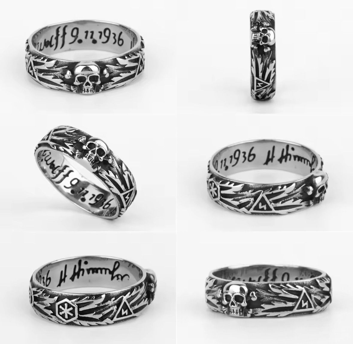 Japanese Brand Rare Retro Domineering Skull Stainless Steel Ring Size 9 Size ONE SIZE - 6 Thumbnail