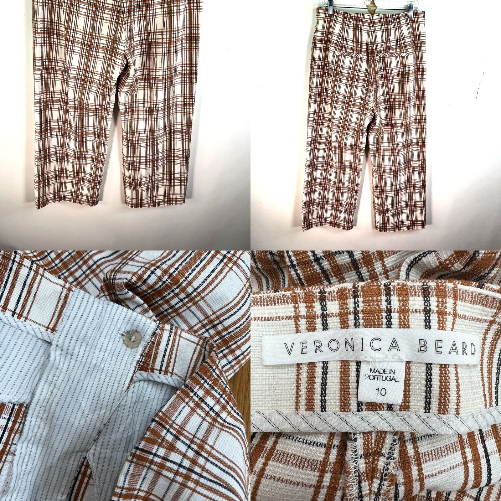 Veronica Beard VERONICA BEARD Pants DOVA Orange Plaid Trousers Cropped Size 10 Size 32" / US 10 / IT 46 - 8 Thumbnail