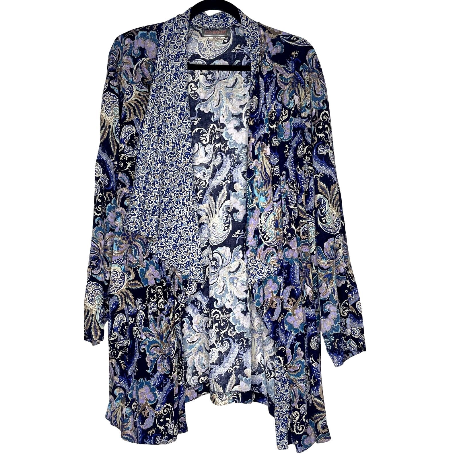 Vintage Vintage Liz Baker Rayon Cardigan Size 3XL / US 20-22 - 1 Thumbnail