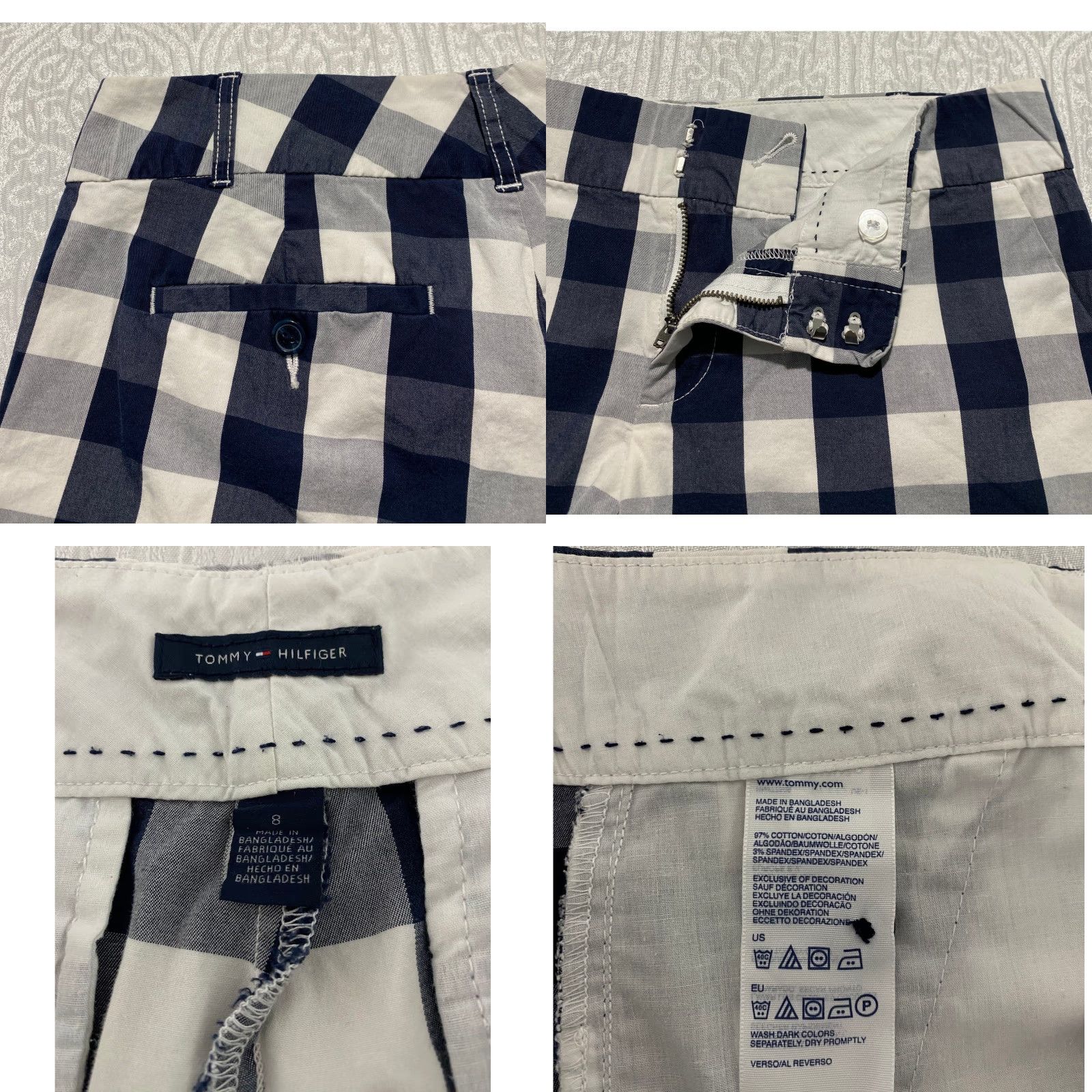Tommy Hilfiger Tommy Hilfiger Womens Chino Shorts Navy Blue White Gingham Check 8 Cuffed Shirt/Shorts Size 30" / US 8 / IT 44 - 8 Thumbnail