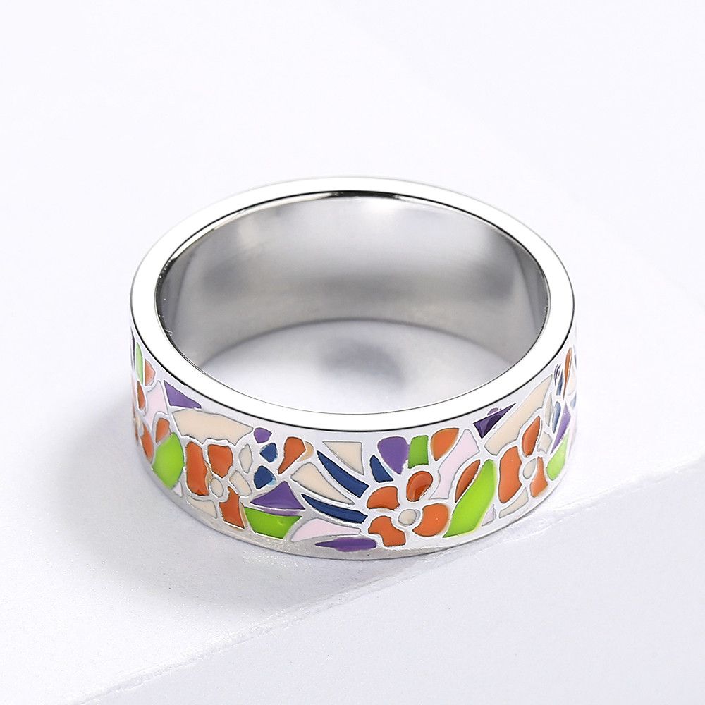 Jewelry Exquisite Flower Handmade Enamel Ring Size ONE SIZE - 2 Thumbnail