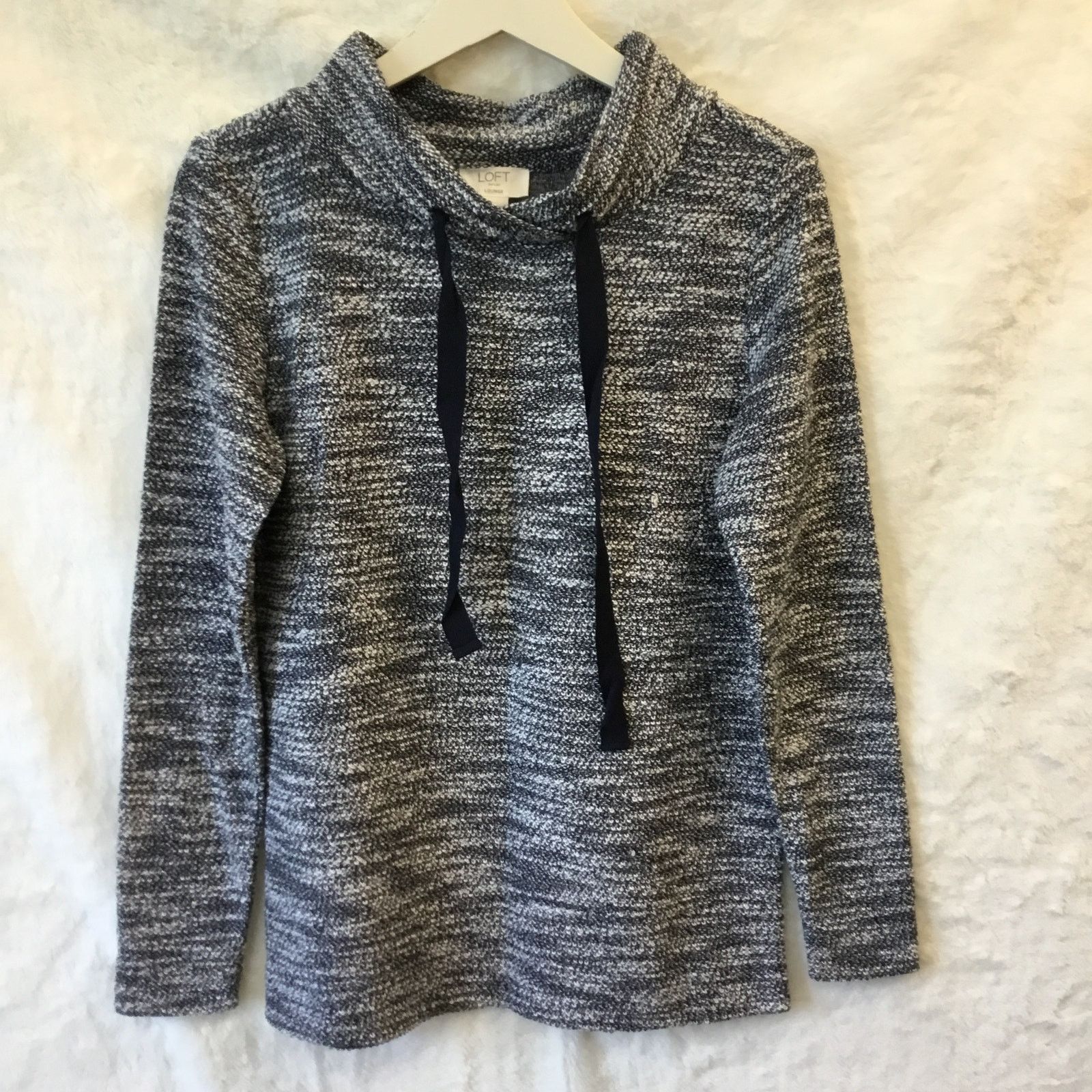 Loft 💰⬇️LOFT Blue Tweed Drawstring Neck Top Size XS / US 0-2 / IT 36-38 - 1 Thumbnail
